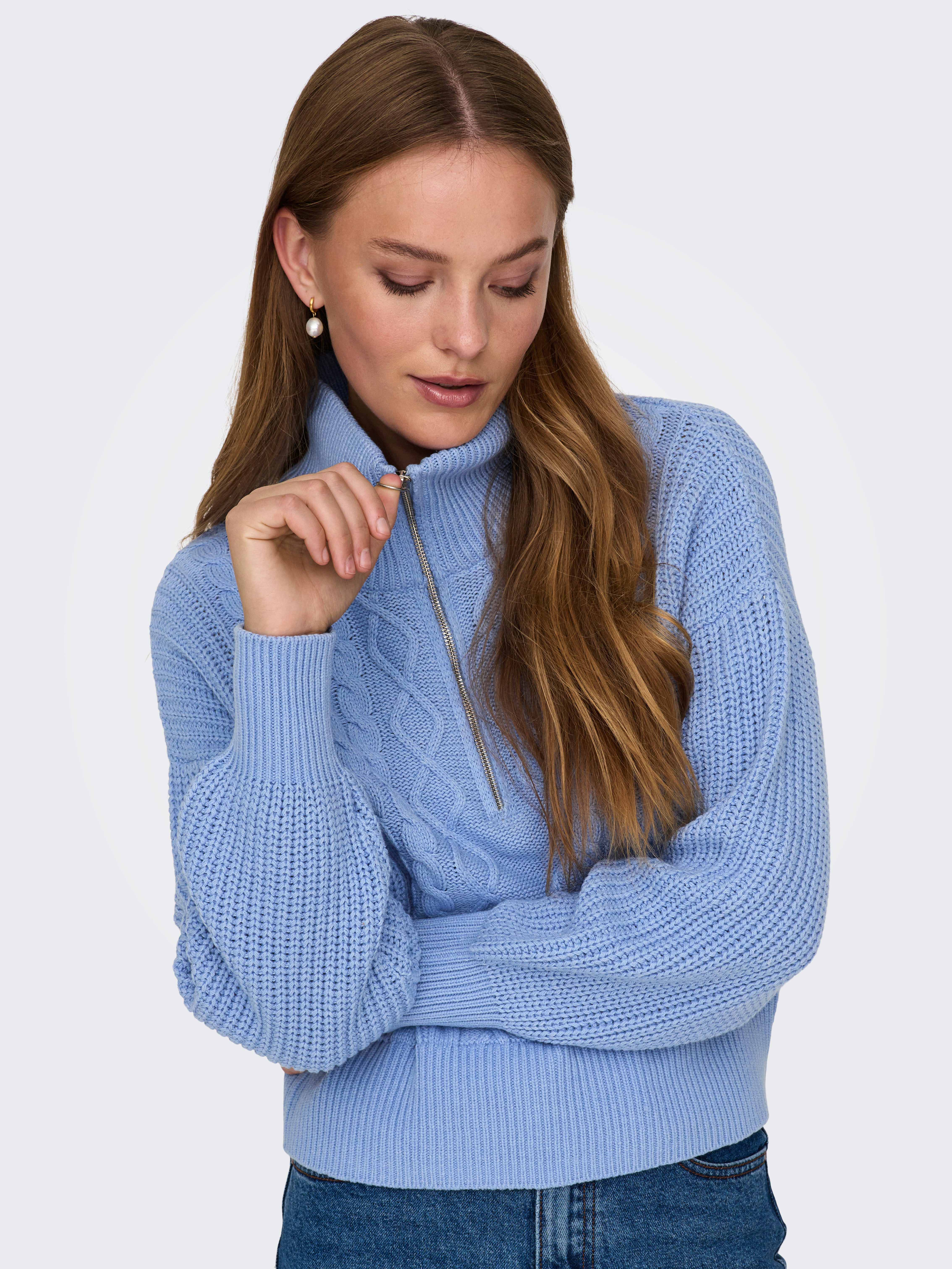 ONLY Stehkragenpullover ONLDORITTA LS CABLE ZIP HIG NECK KNT