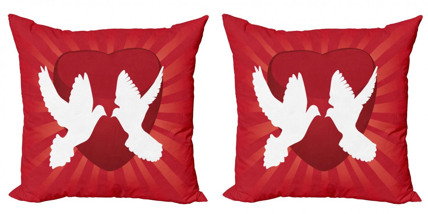 Kissenbezüge Modern Accent Doppelseitiger Romantisches Stück), Abakuhaus (2 Liebe Tauben-Friedenssymbol Digitaldruck