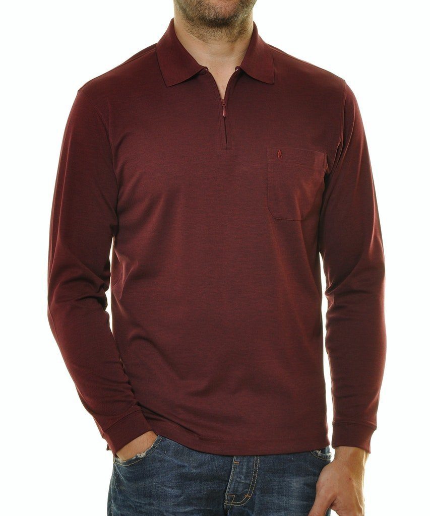 RAGMAN T-Shirt Ragman / He.Polo / Polo zip soft knit LS 060 ROT