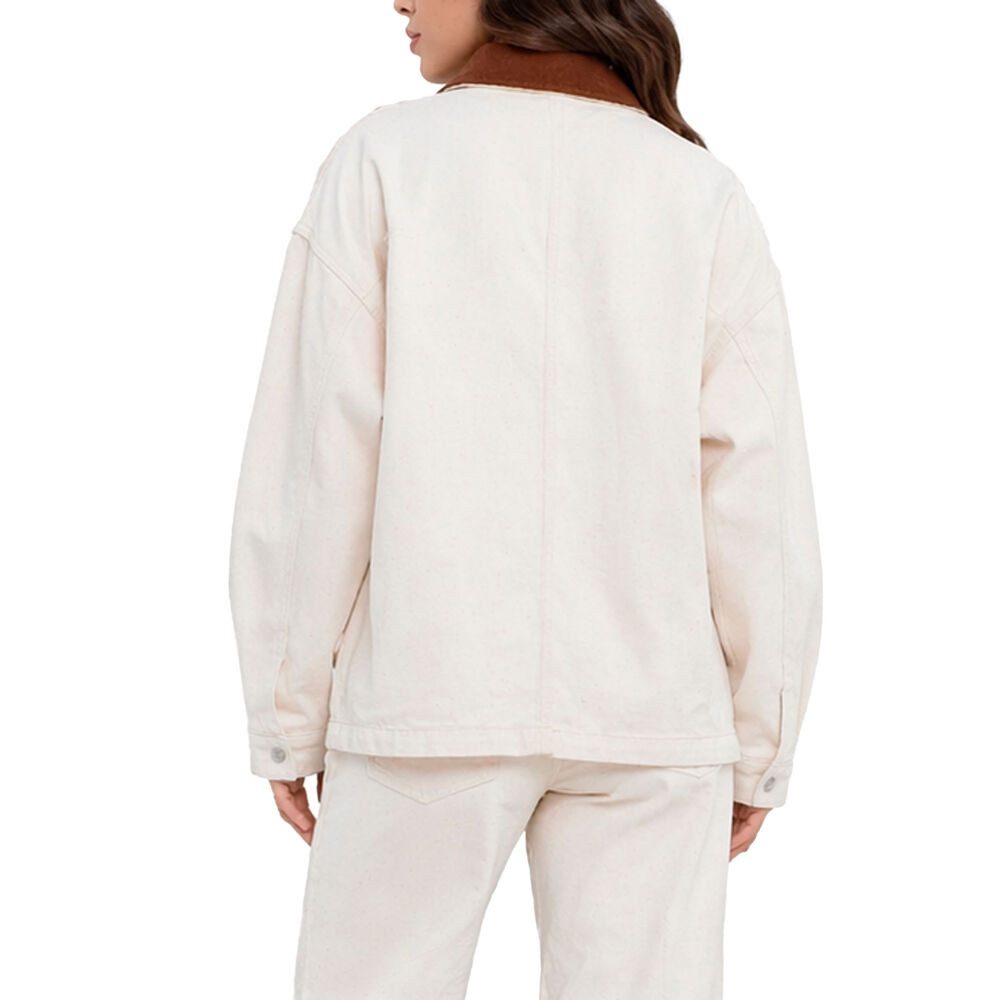 Ital-Design Jeansjacke Damen Oversized Hemdjacke mit Knopfleiste (91767204) Jeansjacke in Beige