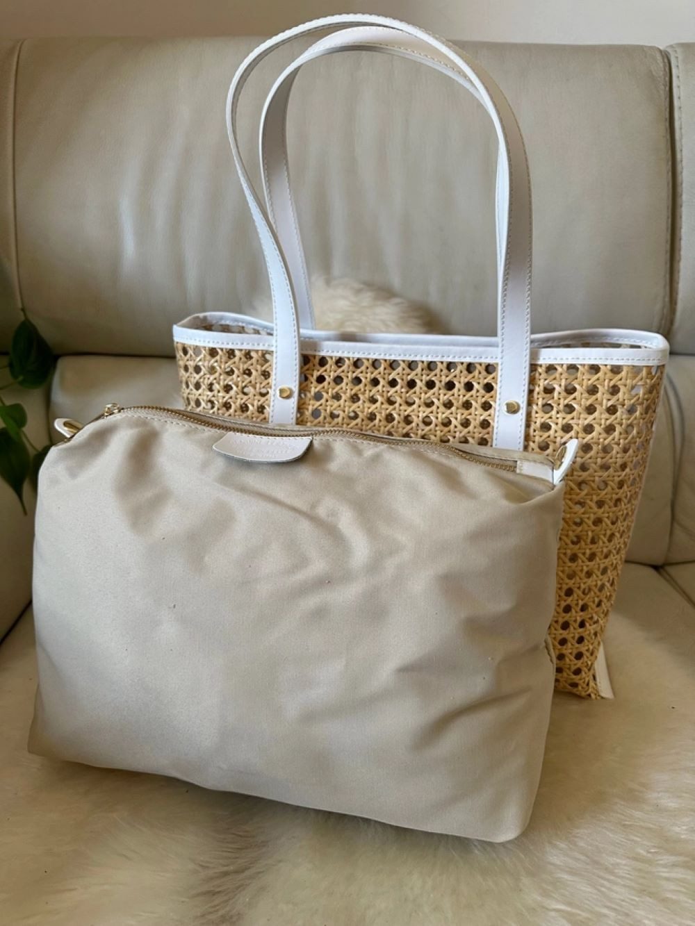 Goodman Design Handtasche Tote-Tasche aus Rattan und Echtleder – Handgefertigt in Florenz, Made in Italy