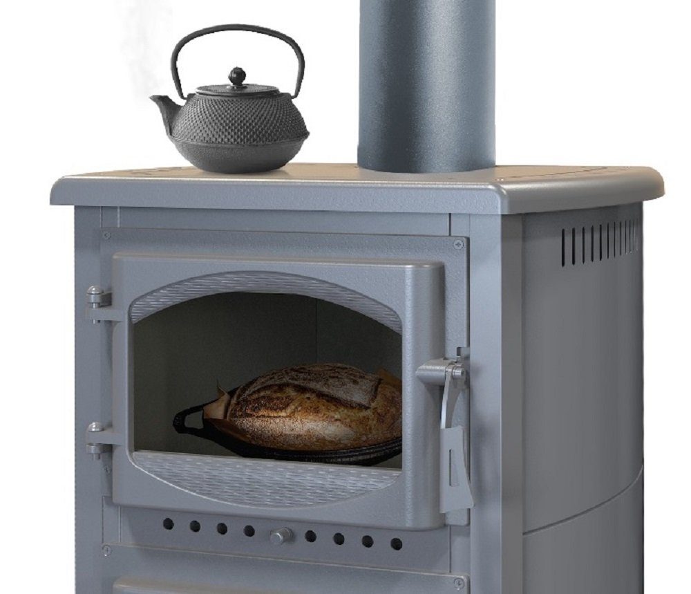 TRGO Kaminofen Cucina grau mit Backfach und Herdplatte, 9,70 kW günstig online kaufen