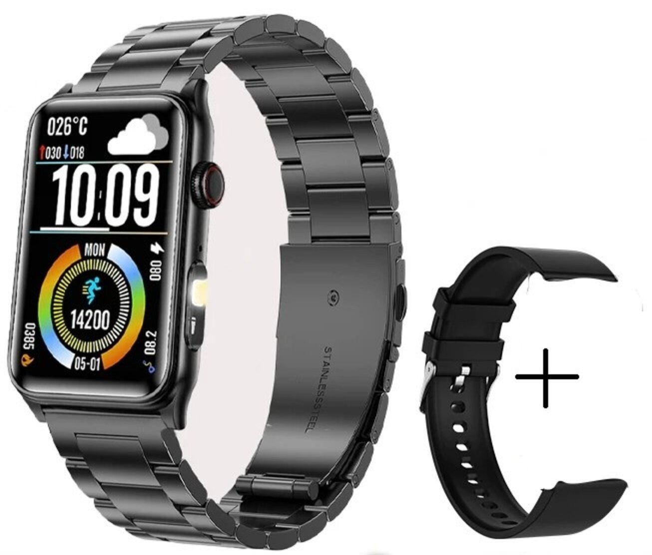Nagham Ghazal Aswad Smartwatch LED Bluetooth Anruf Sport Temperatur HD Taschenlampe 2025 Smartwatch (3cm cm/1.57 Zoll)