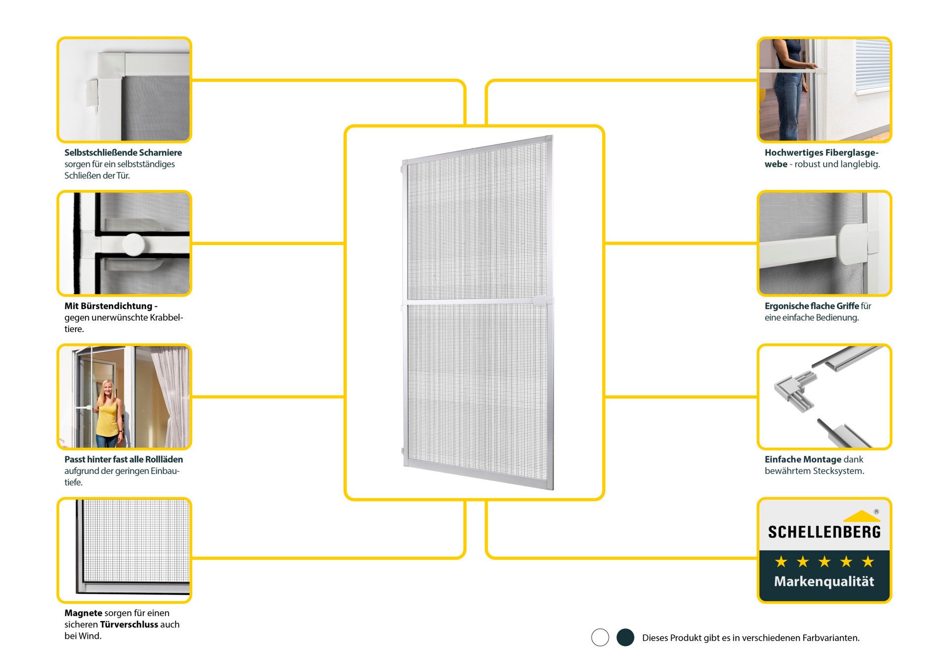 SCHELLENBERG Insektenschutz-Tür PLUS, Fliegengitter für Balkon- und Terrassentüren zum Bohren, (1-St), mit Aluminiumrahmen, 100 x 210cm, erhältlich in schwarz oder weiß