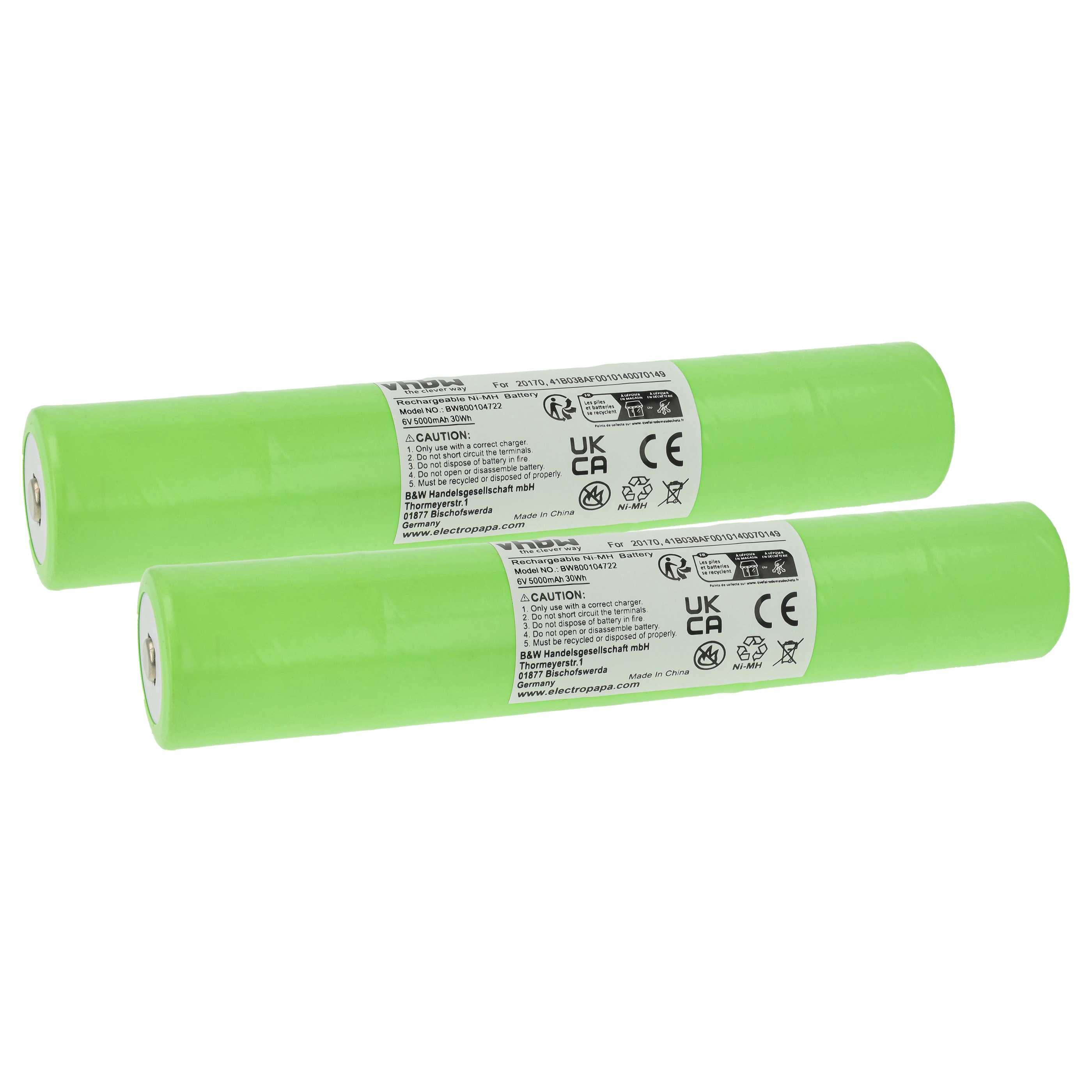 vhbw Akku passend für GE 41B038AF00101, 40070149 Taschenlampe (5000 mAh, 6 Akku Akku NiMH 5000 mAh (6 V, 2 St), Leistungsfähige Austausch-Akkus für Ihre Taschenlampe, Handleuchte