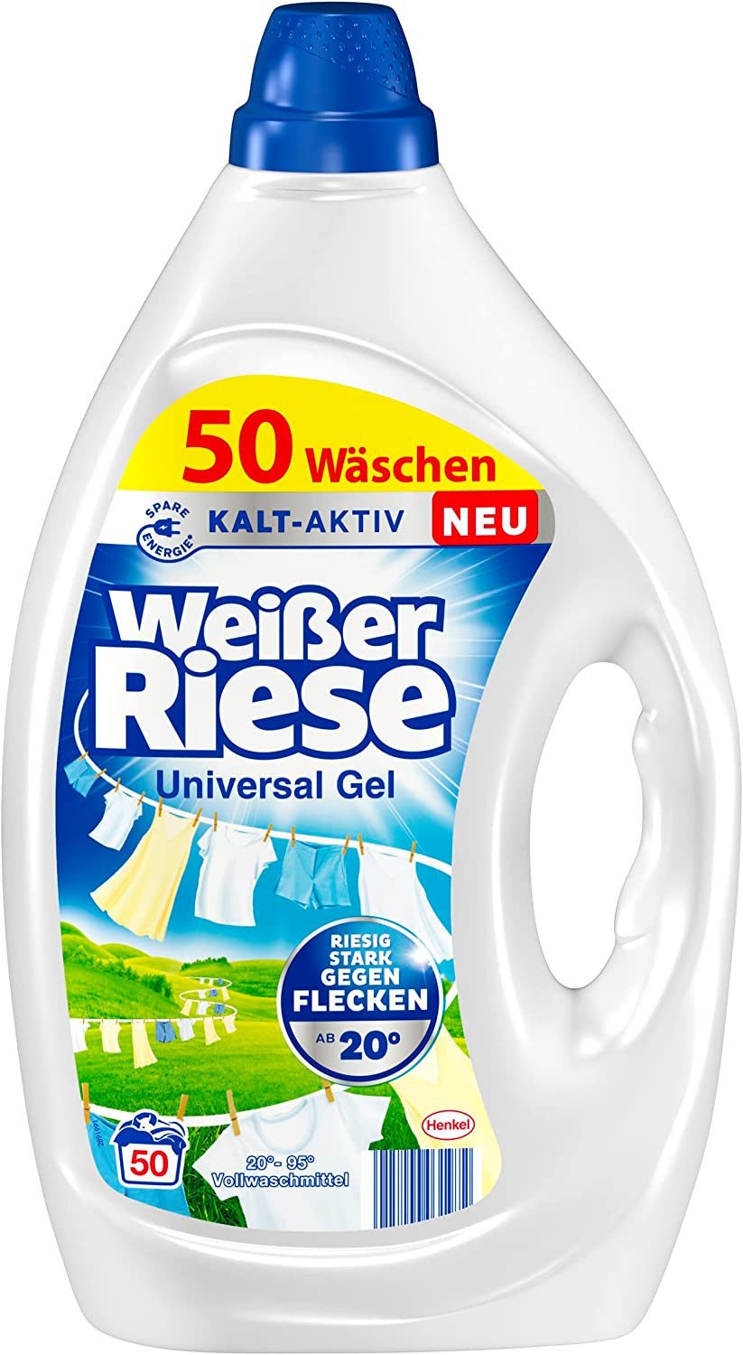 Weißer Riese Universal Gel (1x 50 WL) Vollwaschmittel (1-St. wirksam ab 20°C - 100% recycelbar)