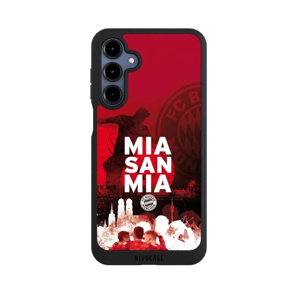 NIVOCASE Handyhülle FCB Mia San Mia FC Bayern München FCB - MIA SAN MIA, Samsung Galaxy A16 5G Handyhülle Hülle NIVOpure Case Schwarz