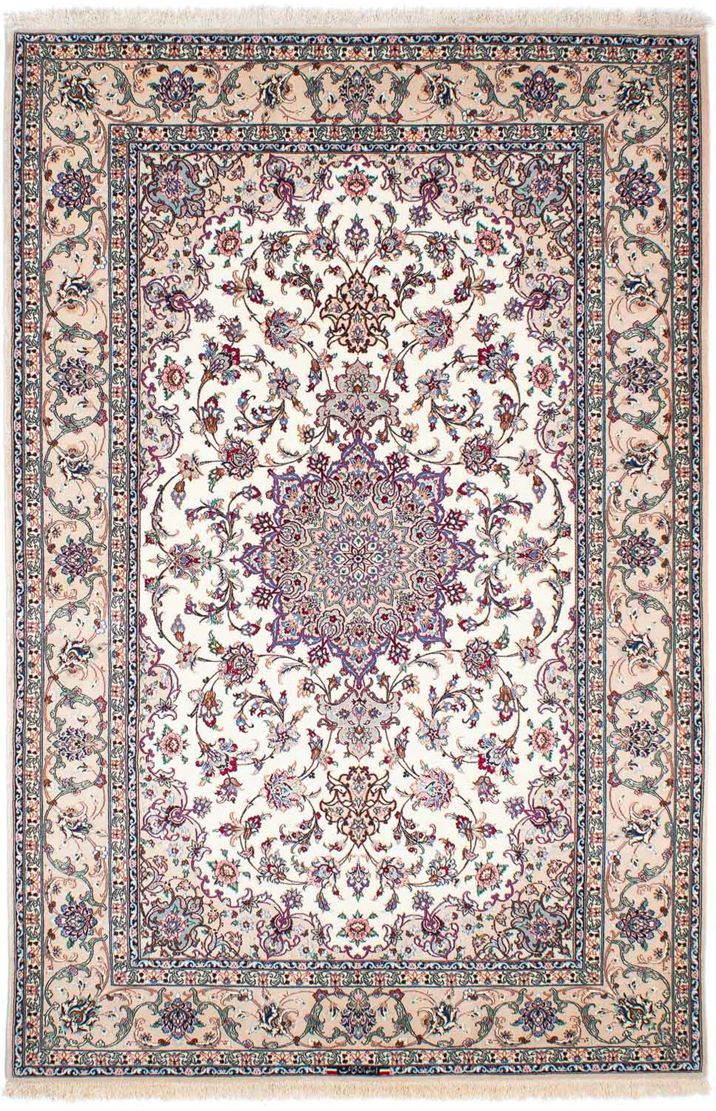 Zertifikat Perser - morgenland, cm - Einzelstück - - Premium 151 mit Handgeknüpft, Höhe: Isfahan x 6 beige, Orientteppich rechteckig, Wohnzimmer, mm, 228