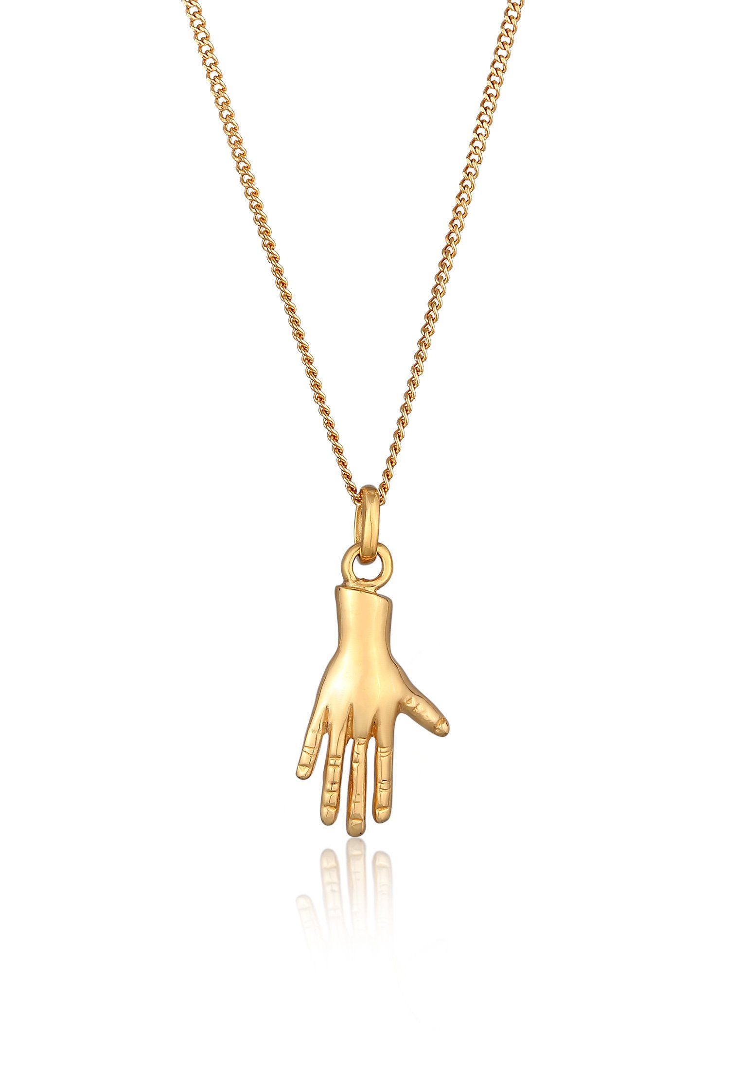 Elli Kette mit Anhänger Hand Symbol 925 Silber, Astro Gold