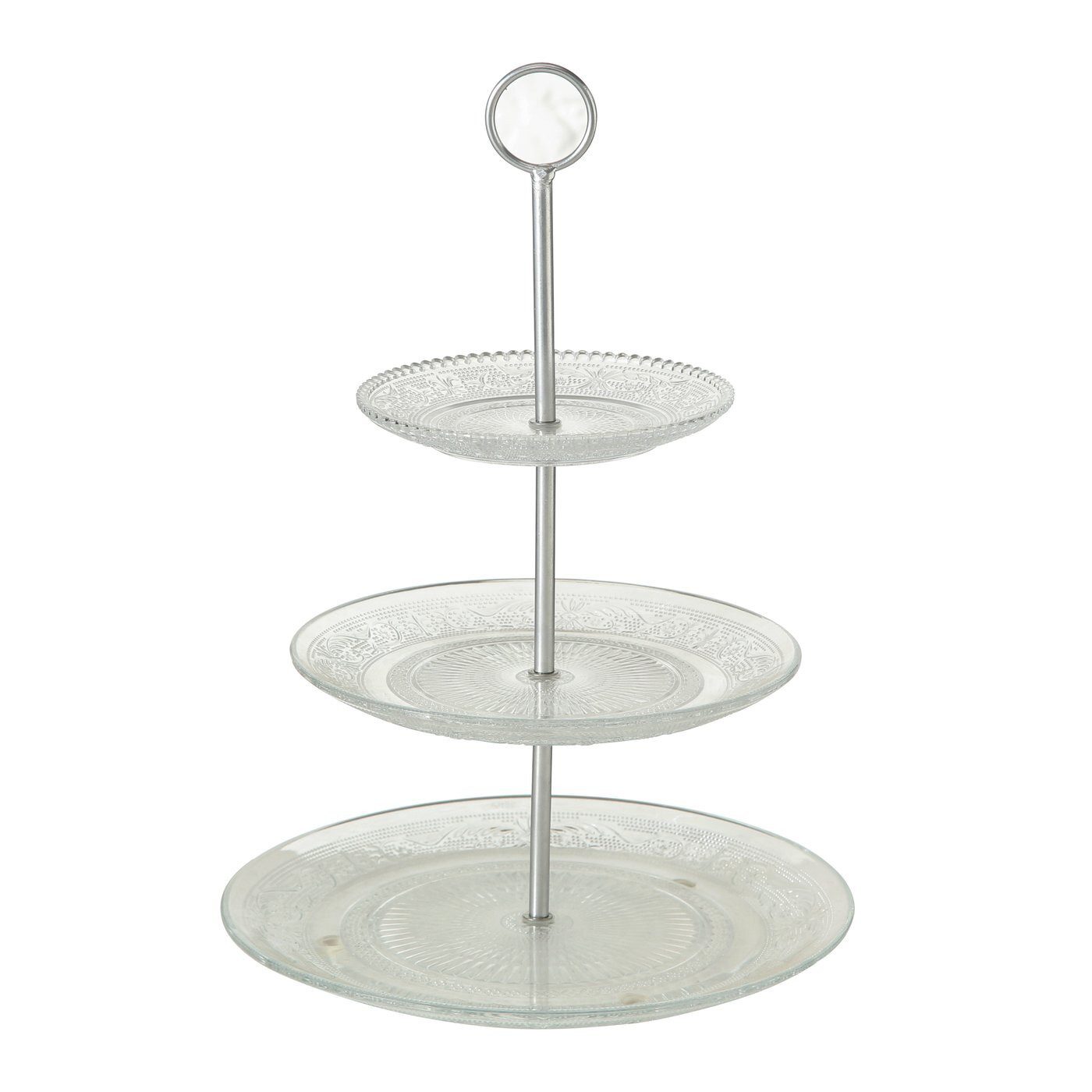 BOLTZE GRUPPE GmbH Etagere Etagere aus Glas mit zwei Ebenen, RELIEF, 35 cm, Glas, (Etagere)