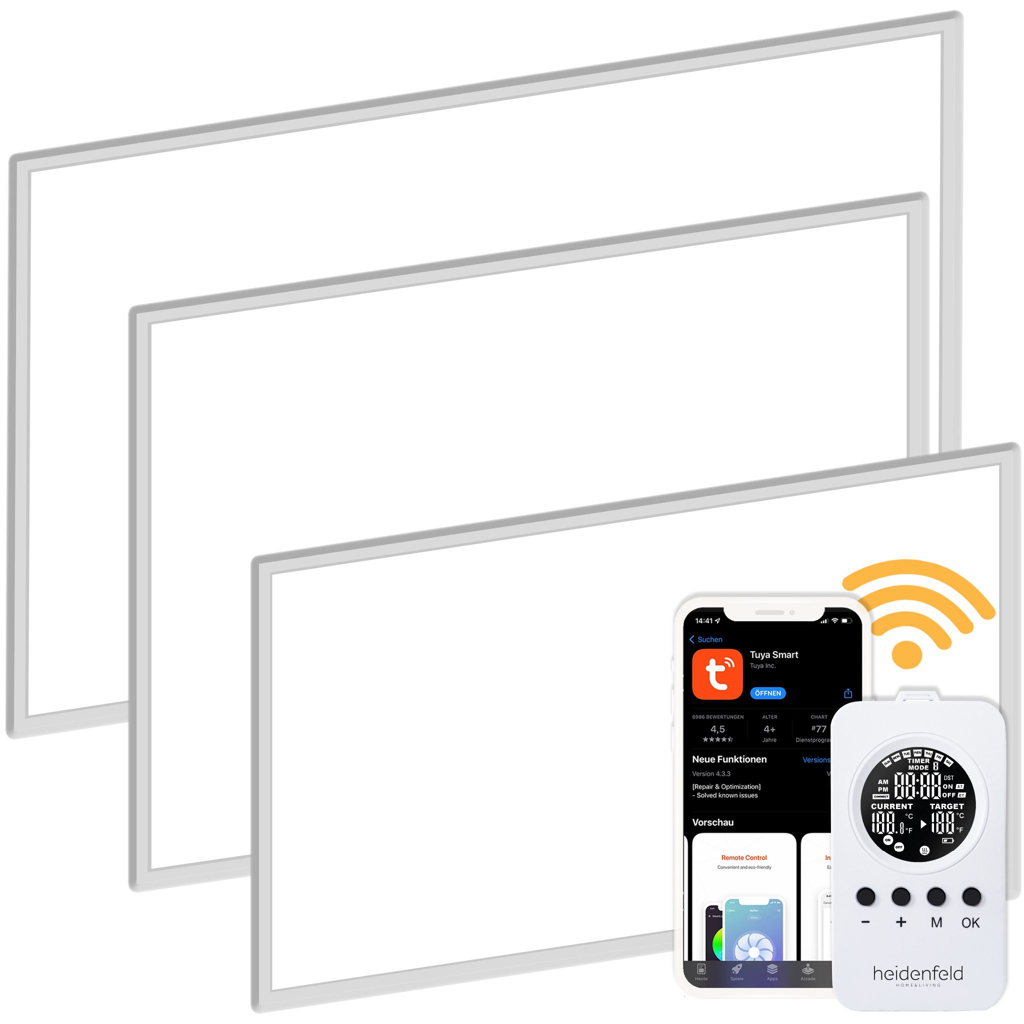 Heidenfeld Infrarotheizung 600 - 1200 W Wand Decke Elektroheizung HF-HP110 günstig online kaufen