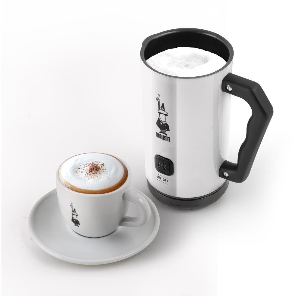 BIALETTI Milchaufschäumer Milk Frother MKF02 weiß, Milch erhitzen, Aluminium, Edelstahl, Antihaftbeschichtung, Handlich