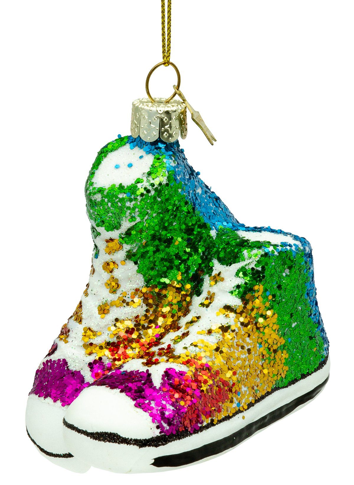 SIKORA Christbaumschmuck Glitzer Turnschue besondere Weihnachtskugel Glas Anhänger – BS496, Christbaumschmuck Deko - traditionell, witzig & außergewöhnlich