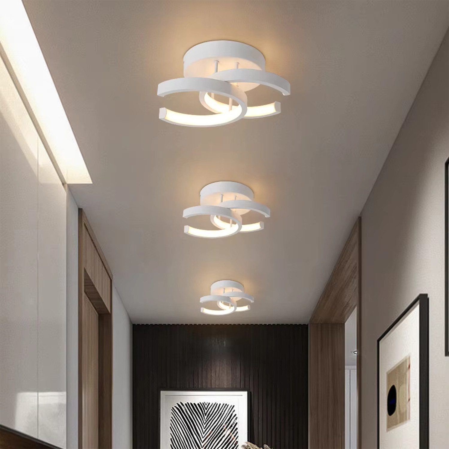 Toomoke Deckenleuchten 3-Farbige Decken-Lampe Dimmbar LED Deckenleuchte, LED fest integriert, Warmweiß, Neutralweiß, Kaltweiß, Wohnzimmer Flur Eingang – Bild 5 von 5
