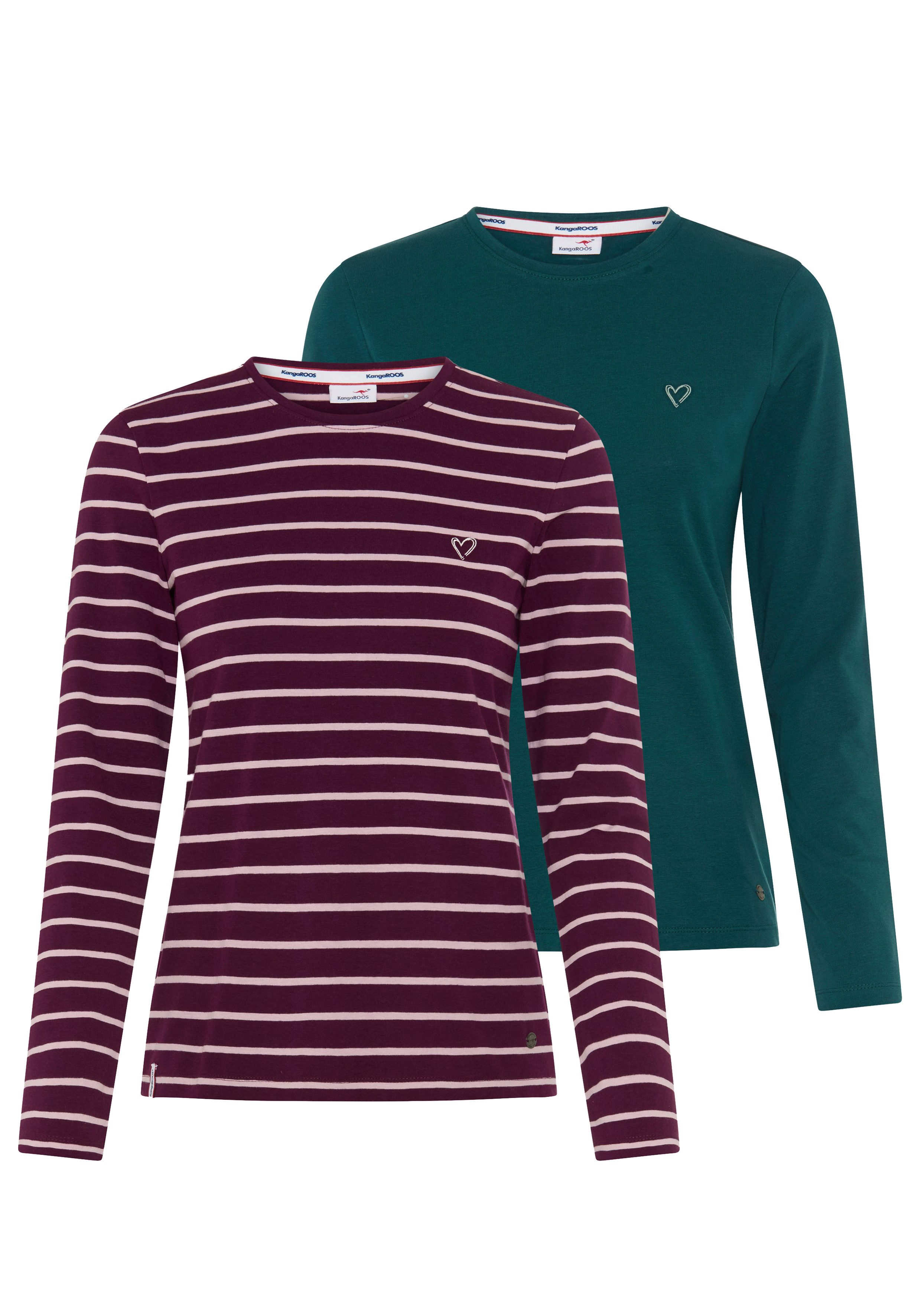 KangaROOS Langarmshirt (2er-Pack) mit Rundhals, figurbetonte Passform. € 39,99, (€ 20,00 pro 1 Stk).