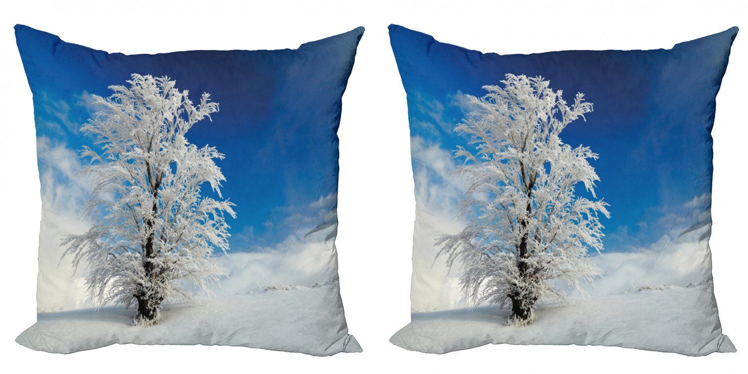 Kissenbezüge Winter (2 Doppelseitiger Modern Baum Einsamer Accent Land Rural Digitaldruck, Abakuhaus Stück),