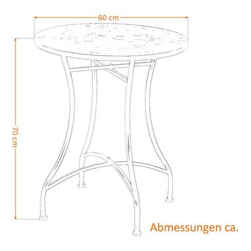 Raburg Gartentisch Mosaiktisch Mayla, verschiedene Farben & Designs, 60 cm Ø, 72 cm hoch (rund), Metallgestell in Schwarz, liebevolle Handarbeit, kompakt, 1-4 Personen