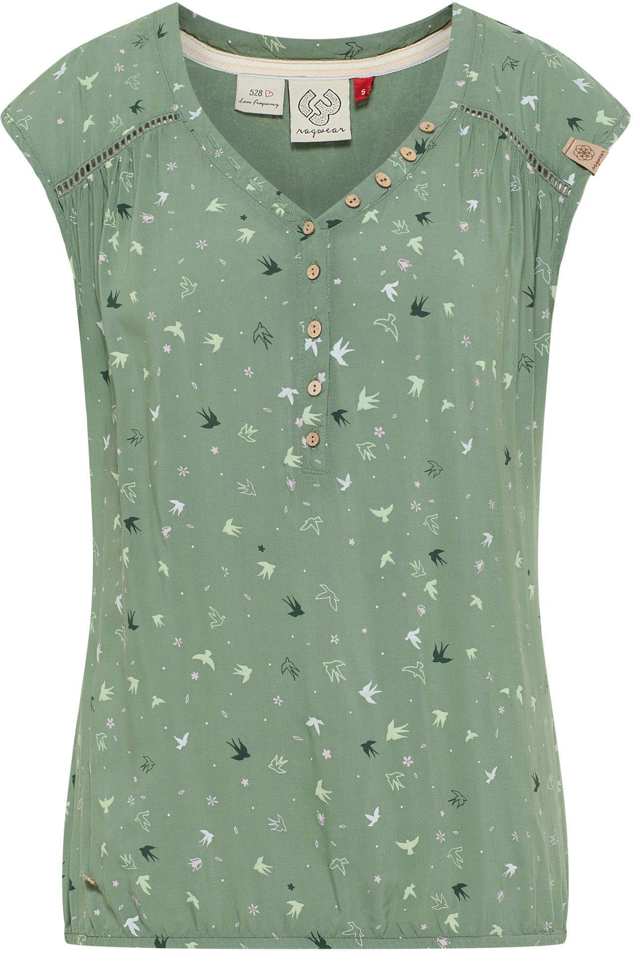 im Blusenshirt DUSTY SALTTY Ragwear GREEN A All-Over Design Print trendigem