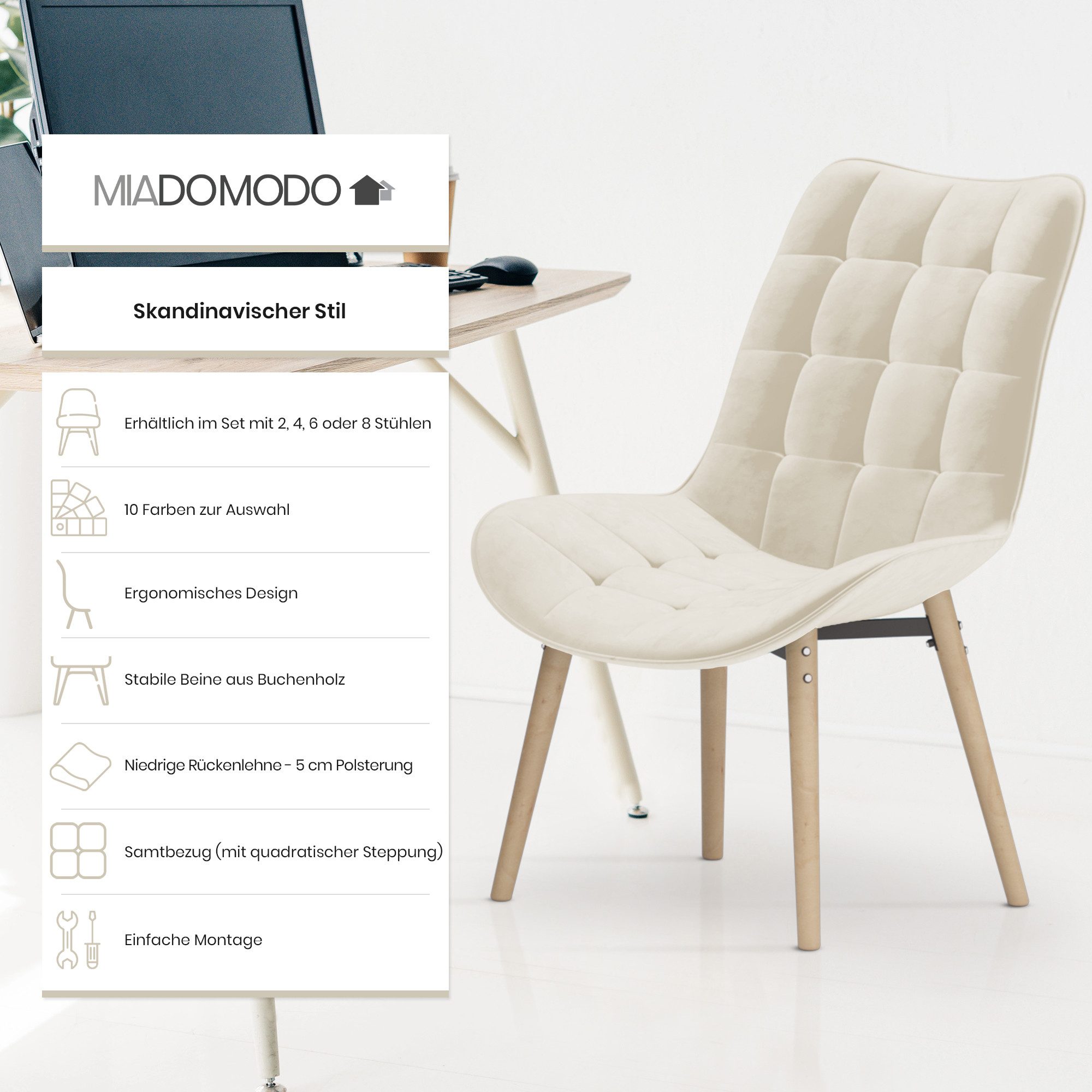 MIADOMODO Esszimmerstuhl Esszimmerstühle Wohnzimmerstühle Küchenstuhl Samt günstig online kaufen