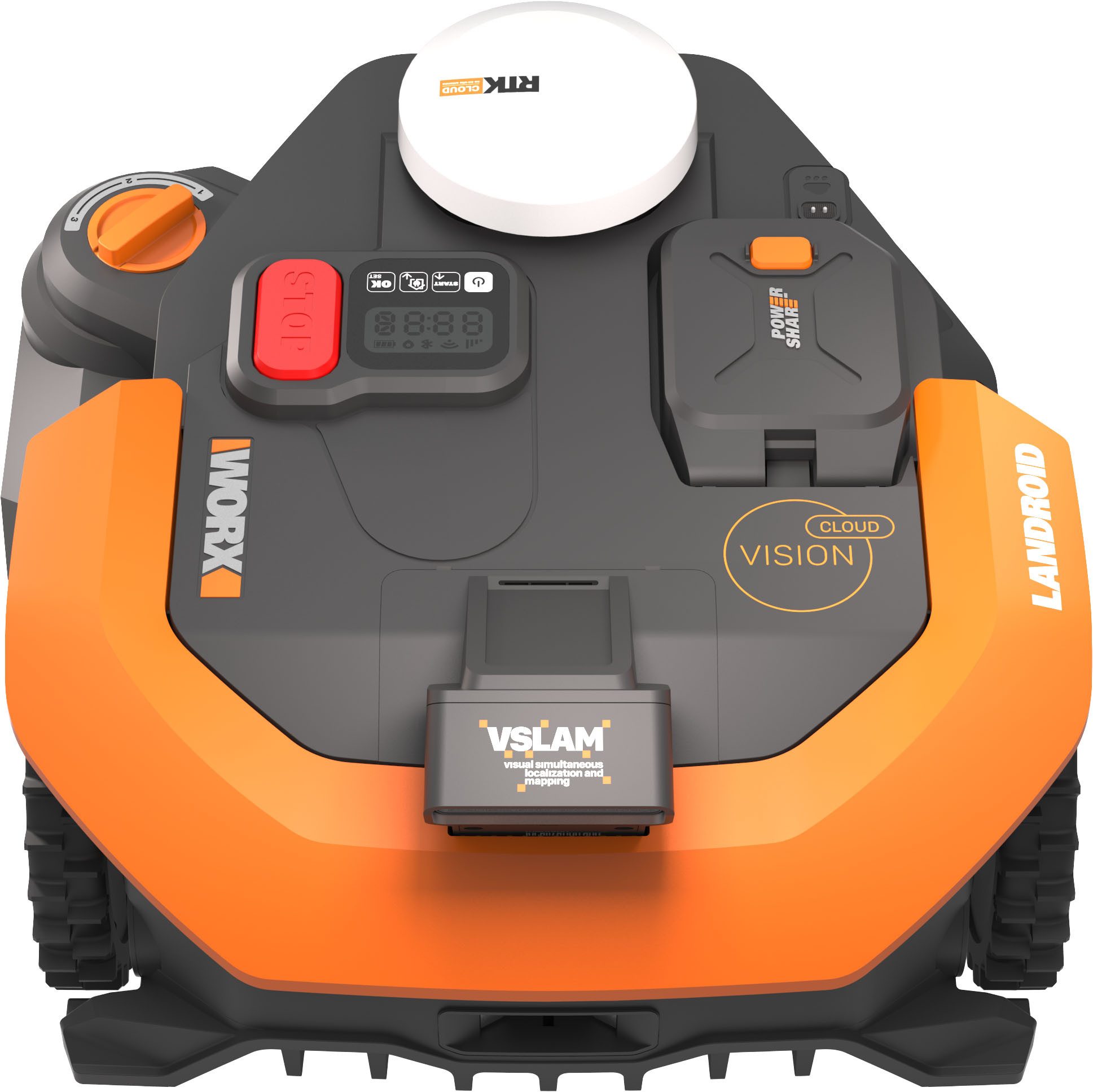 Worx Rasenmähroboter Landroid Vision Cloud WR318E 2WD ohne Begrenzungskabel, Auto-Mapping, bis 1800 m² Rasenfläche, (KI-Hinderniserkennung, VSLAM+ RTK Cloud Navigation, Cut-to-Zero), App-Steuerung