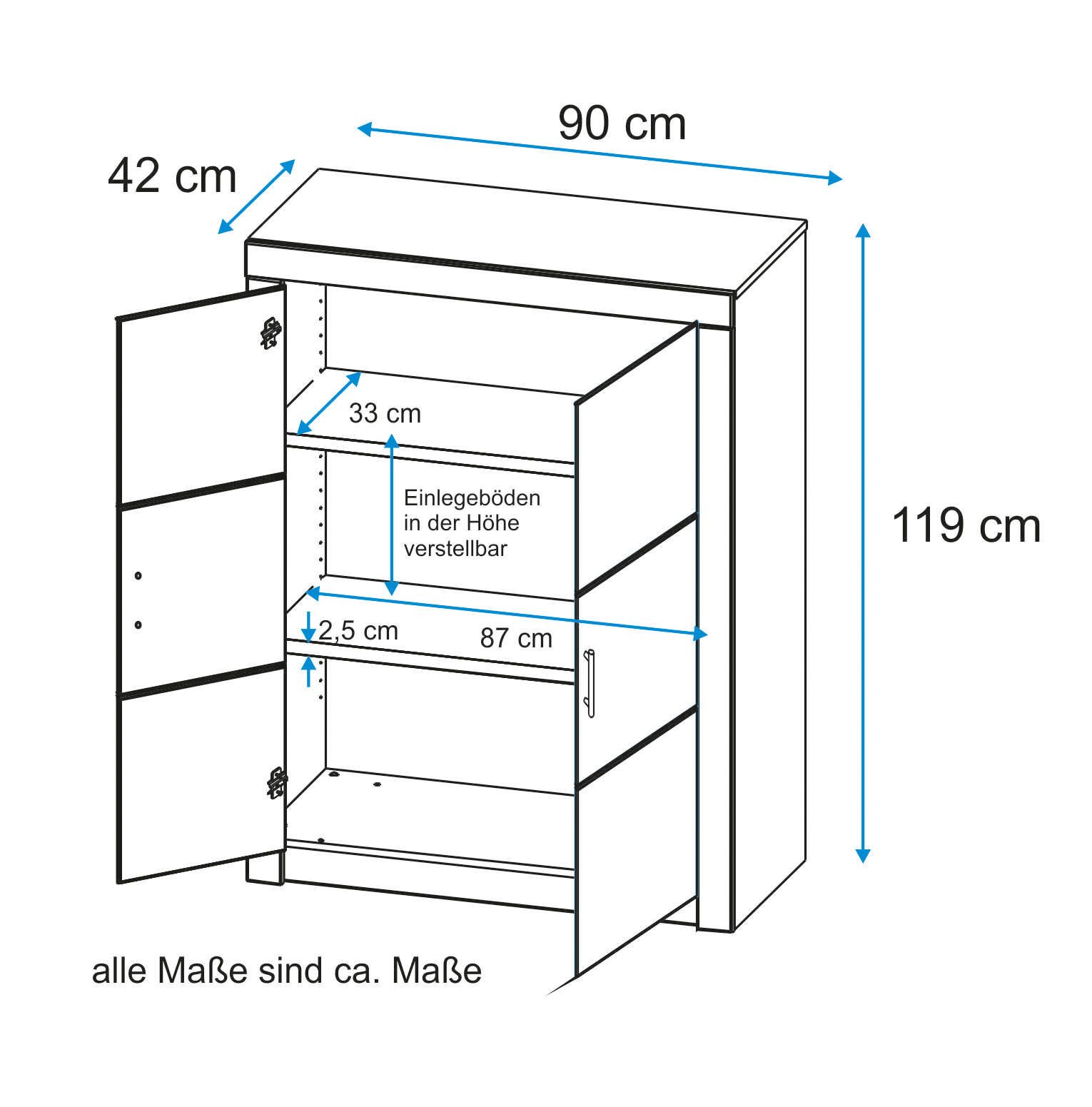 VOGL Möbelfabrik Aktenschrank Toronto in 2 Breite, 3 Fächer, teilmassiv, Höhe 119 cm, Made in Germany – Bild 3 von 3