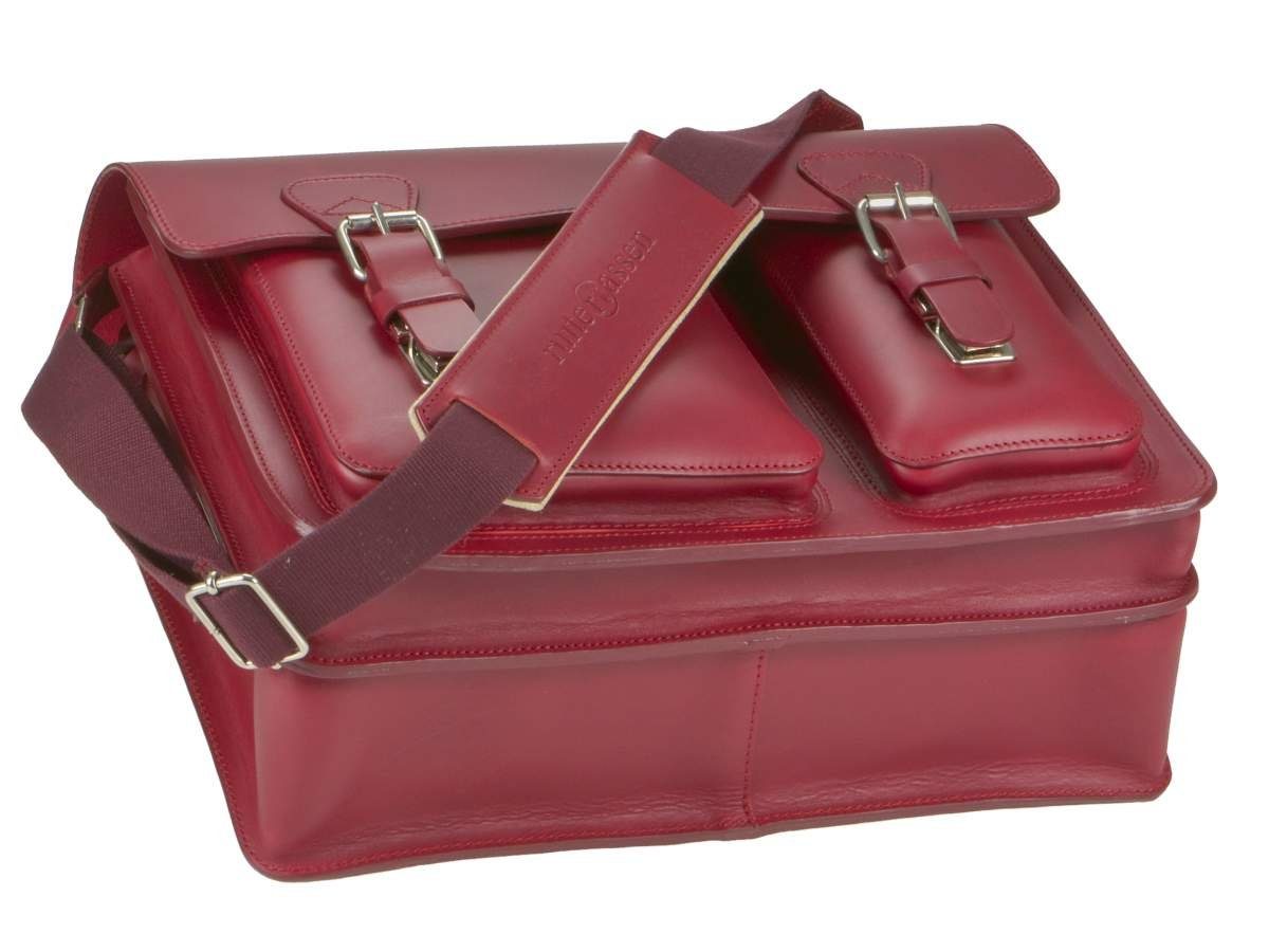 Ruitertassen Aktentasche Lehrertasche Damen Herren Leder 40x30cm 2 Fächer Business Schule, 40 cm Lehrertasche mit 2 Fächern, Notebookfach, rustikales Leder