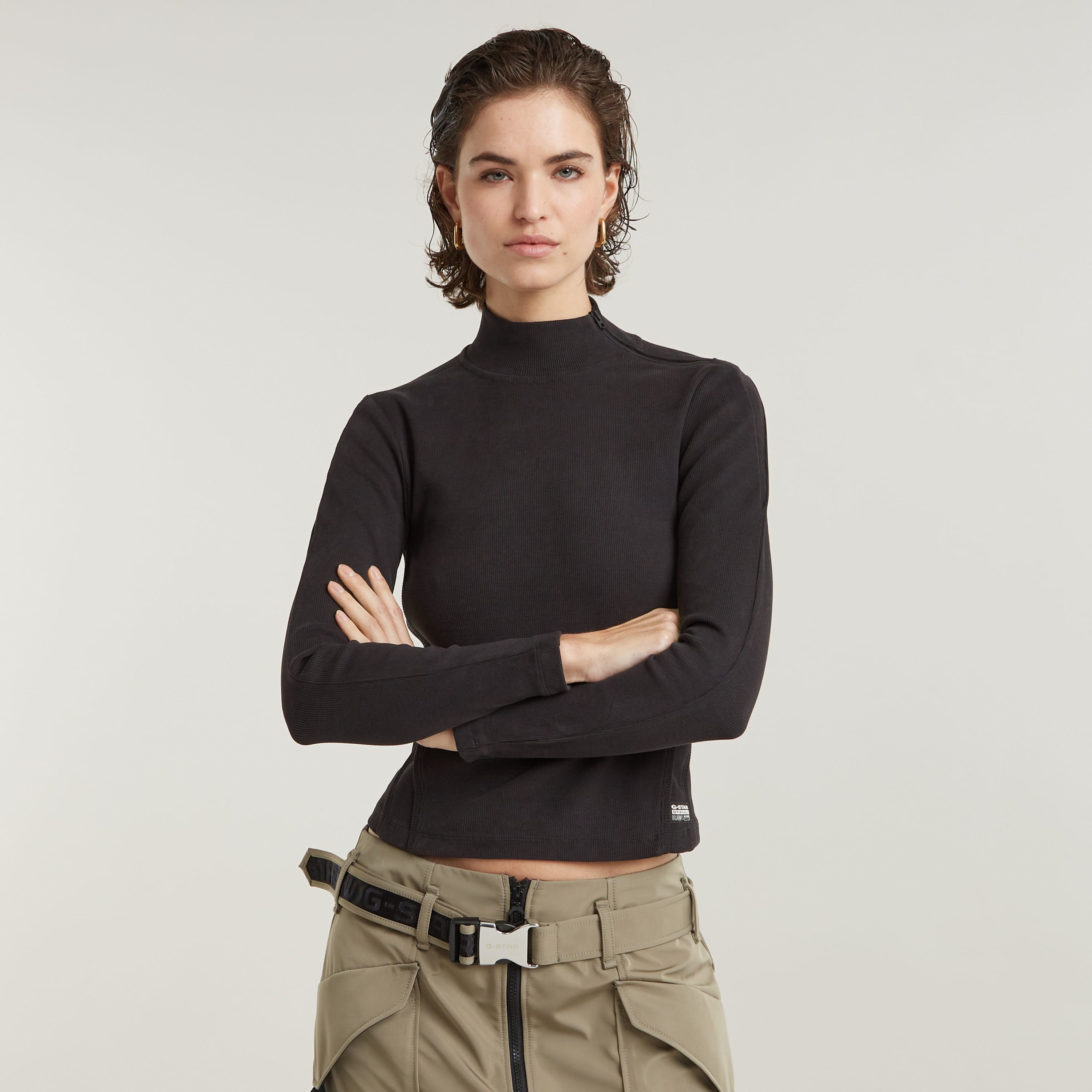 G-STAR T-Shirt Asymmetric Zip Cropped Slim günstig online kaufen