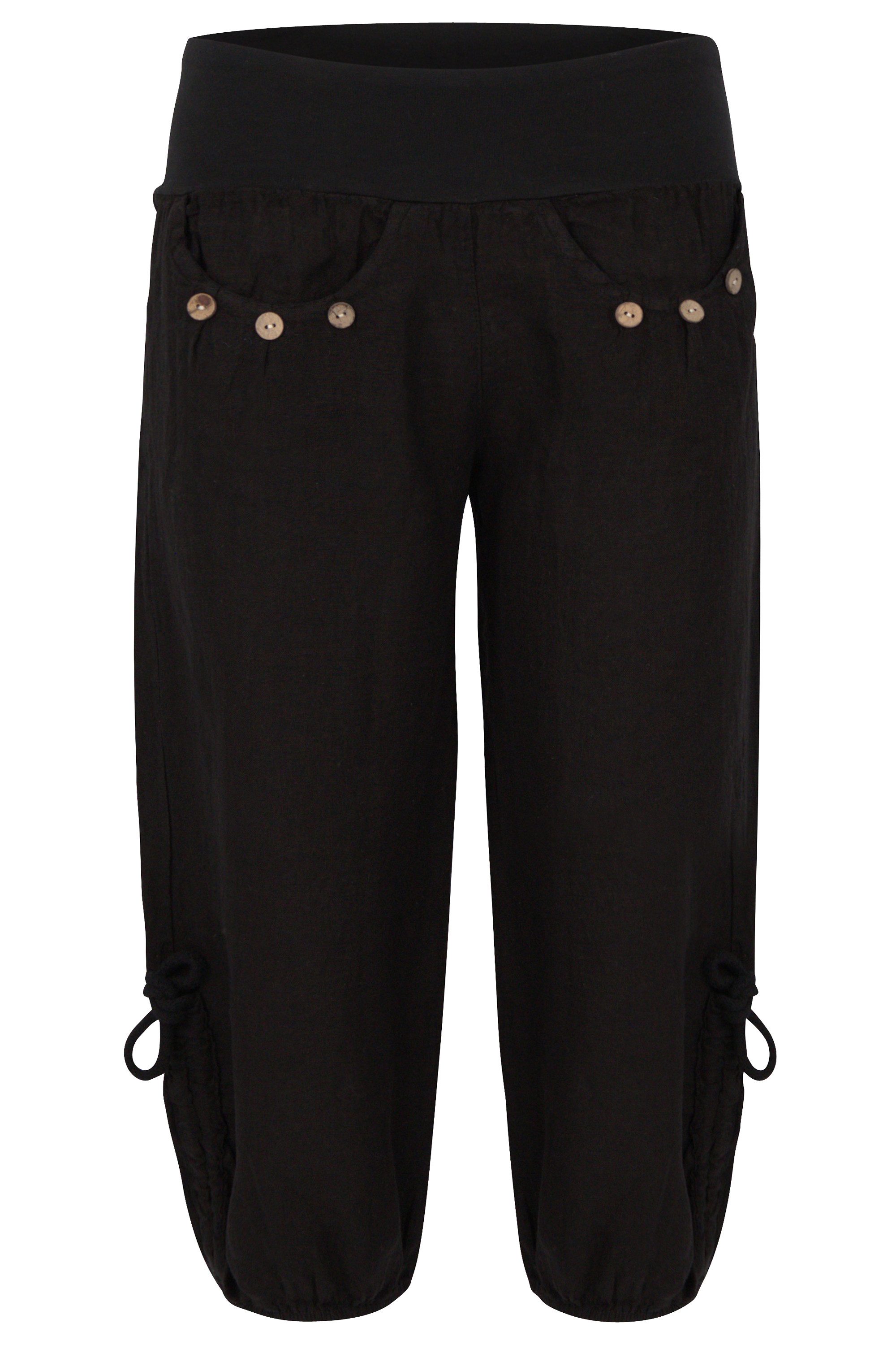 malito more than fashion Caprihose malito Damen Capri Hose aus Leinen, Stoffhose in Unifarben, Freizeit 3/4 Leinenhose