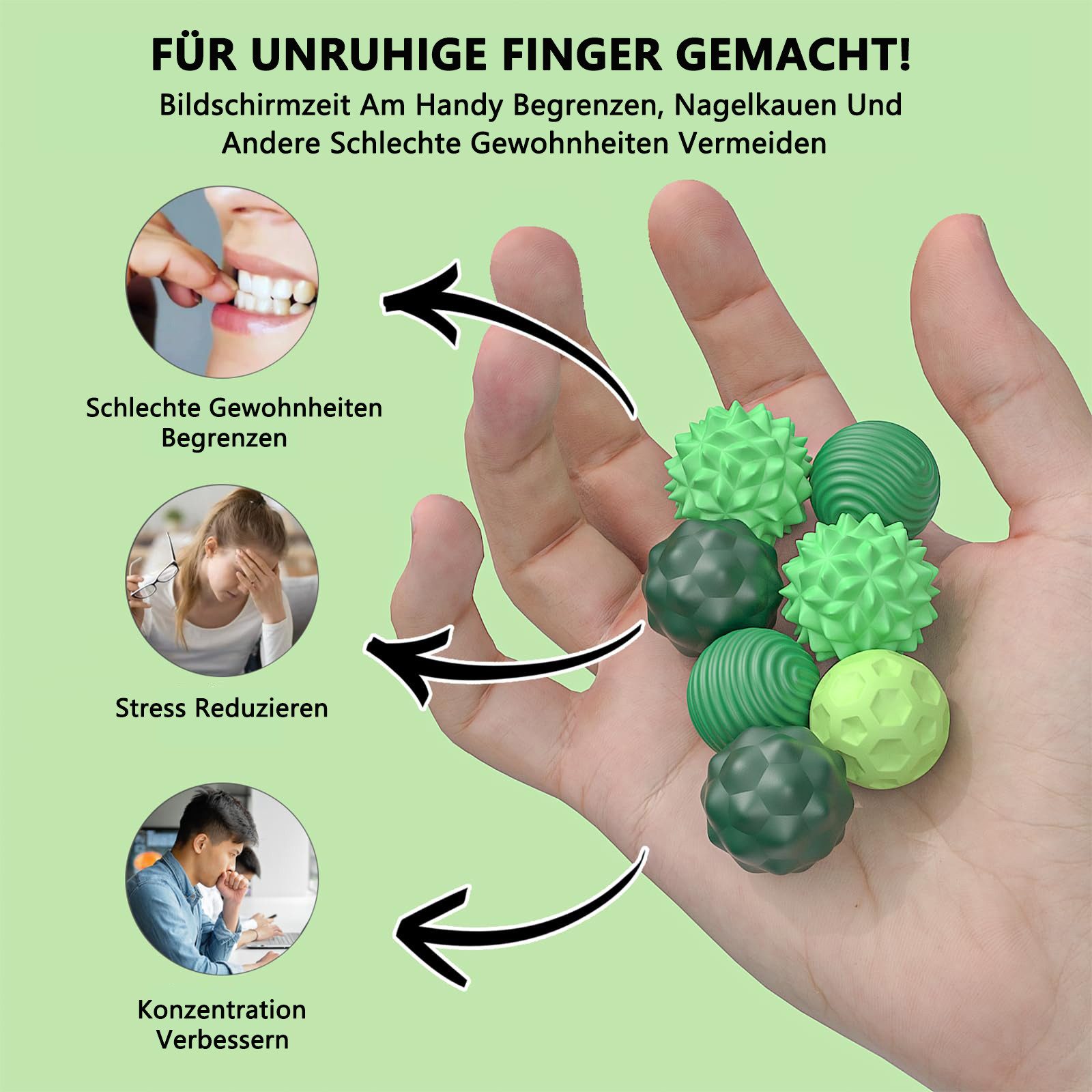FOUORTUNATE-BEE Lernspielzeug 8 Stück Magnetische Fidget Toys, Magnetkugeln Stressball (Silikon Sensorik Spielzeug, Magnetische Anziehungskraft Stress Bälle mit Silikonhülle), Sensory Toy, Anti-Stress Fidget Toys für Stress, Angst