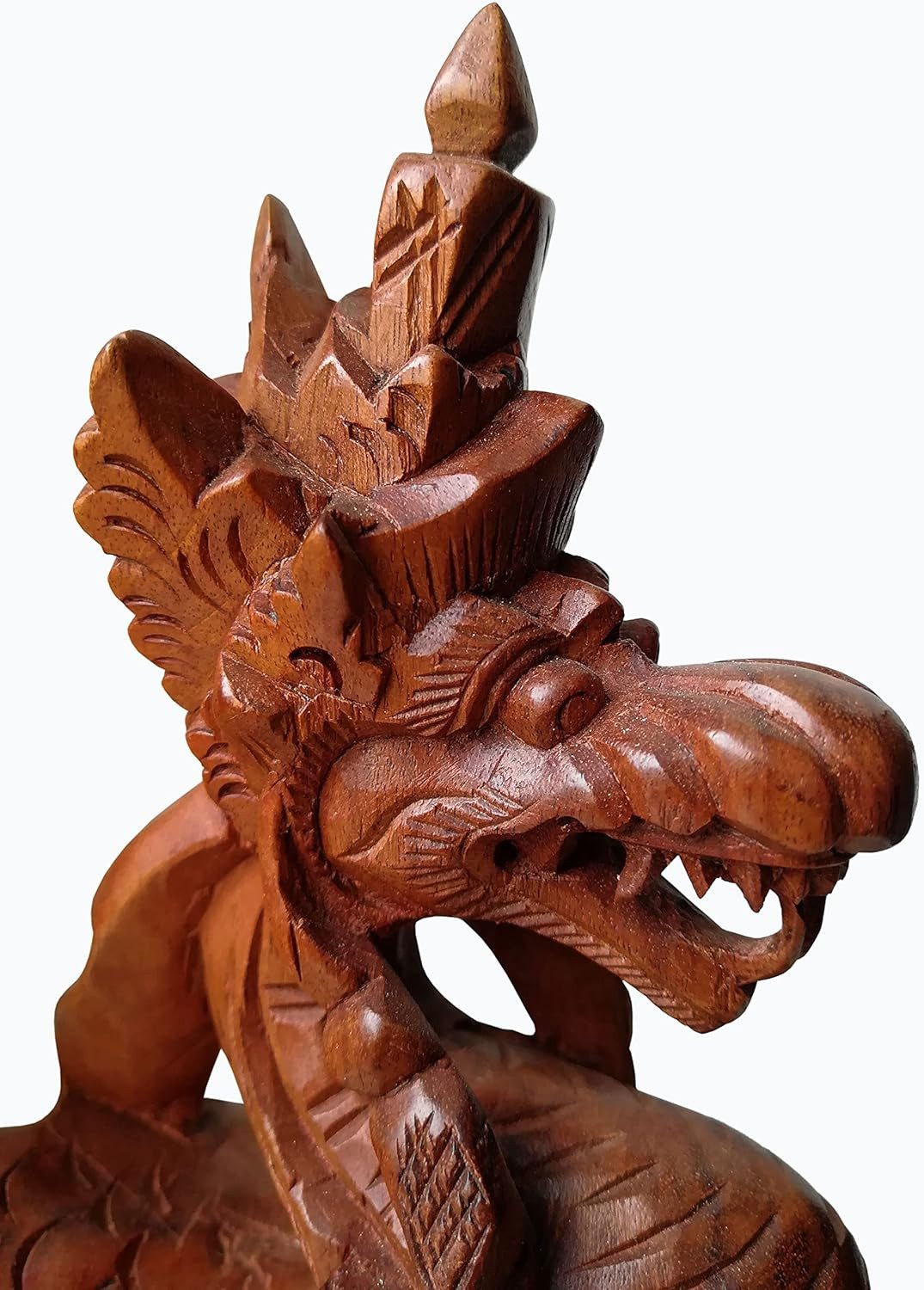 Wogeka Tierfigur chinesischer Drache Holz-Figur Dekoration Feng Shui Asien Statue