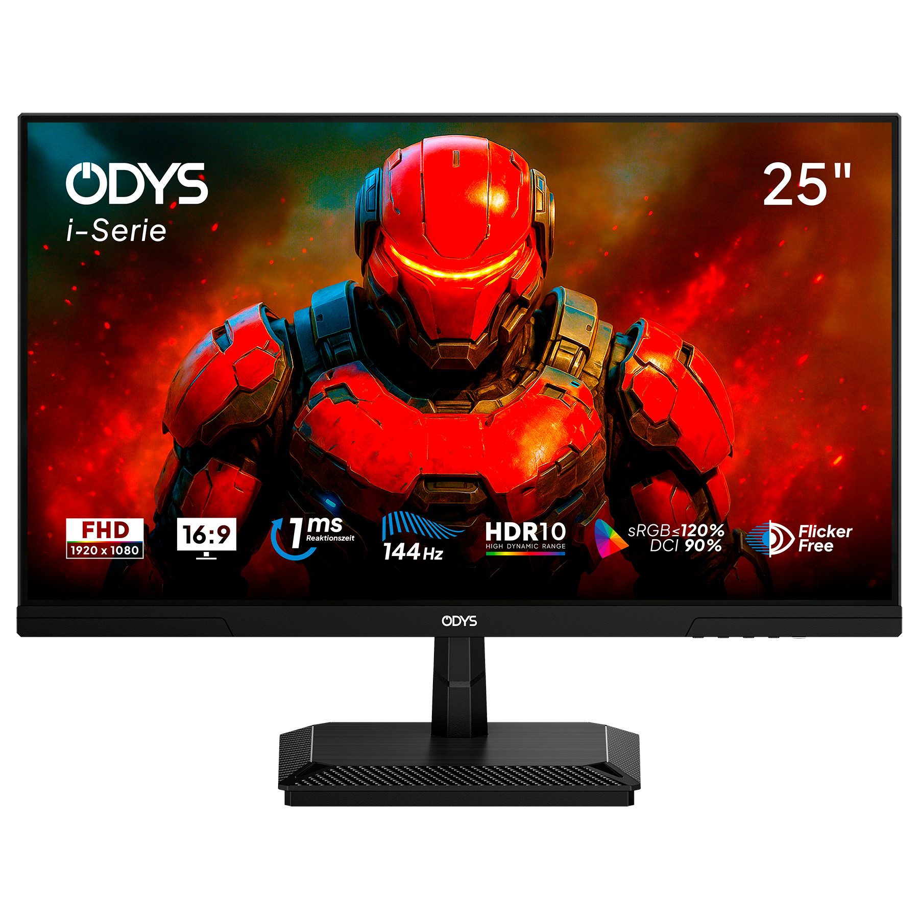 Odys i25-F-144 LED-Monitor (1.920 x 1.080 px, Full HD, 1 ms Reaktionszeit, 144 Hz, IPS, LED, 25" Gaming Monitor – FHD, 144 Hz, HDR10, IPS, sRGB >120 %, DCI 89)