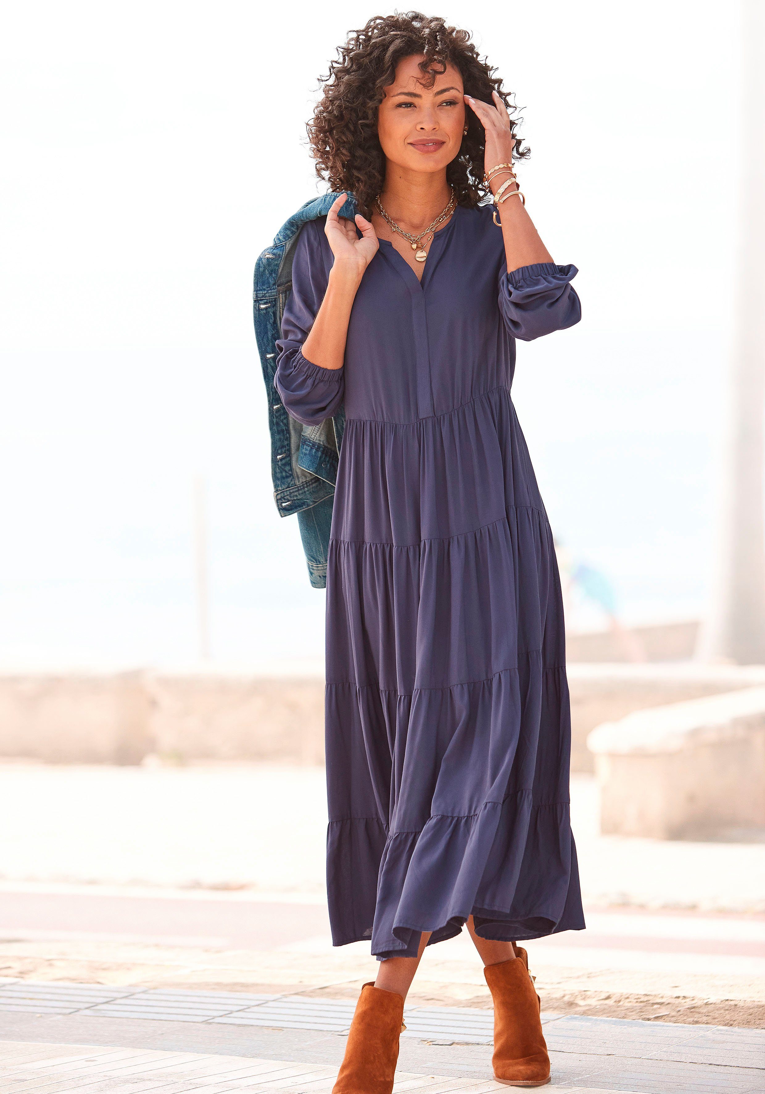 LASCANA Maxikleid mit Volants günstig online kaufen