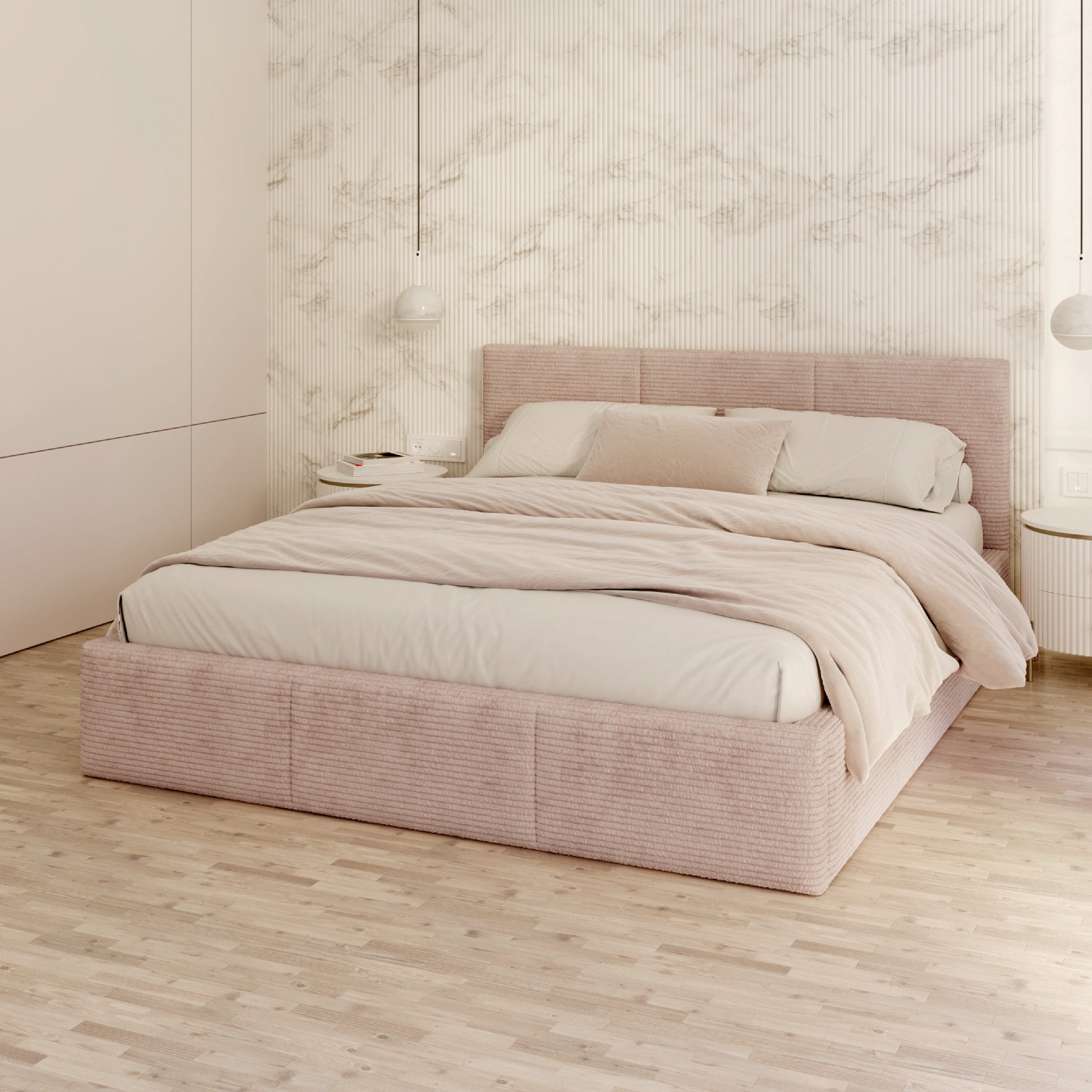 FDM Polsterbett AMBER modern mit Bettkasten MADE IN EU - mit Cord Bezug (ve günstig online kaufen