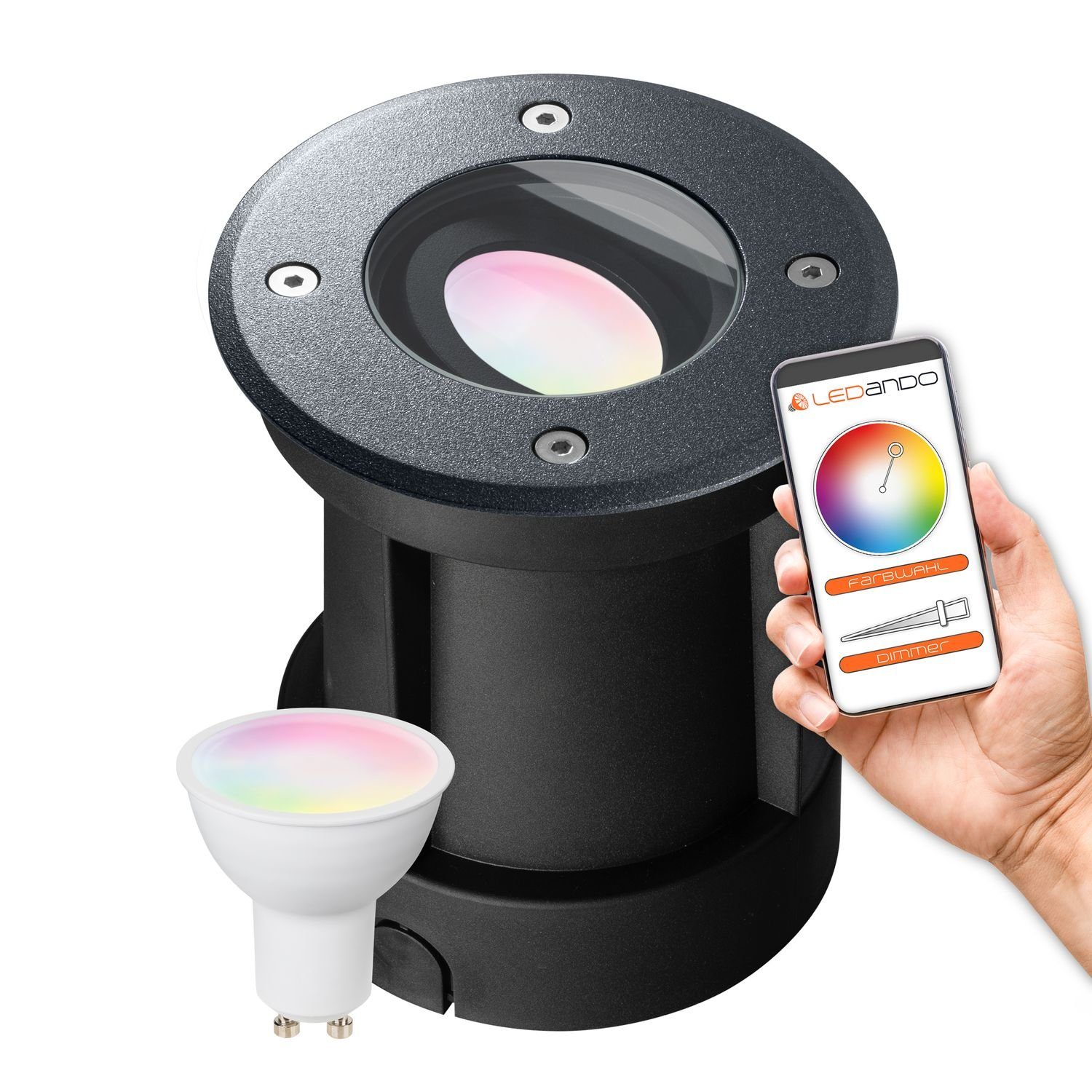 + 5W LEDANDO RGB App Set - per steuerbar LED - Einbaustrahler Smart Bodeneinbaustrahler LED WiFi