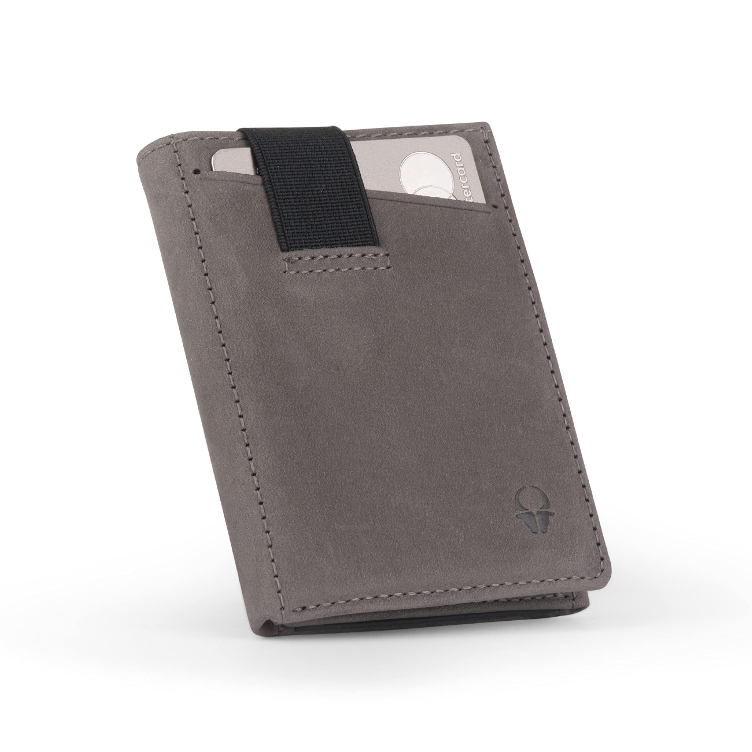 Donbolso Geldbörse Slim Wallet mit Münzfach & RFID Schutz, Vintage Grau Mit Münzfachvintageleder | Geldbörsen