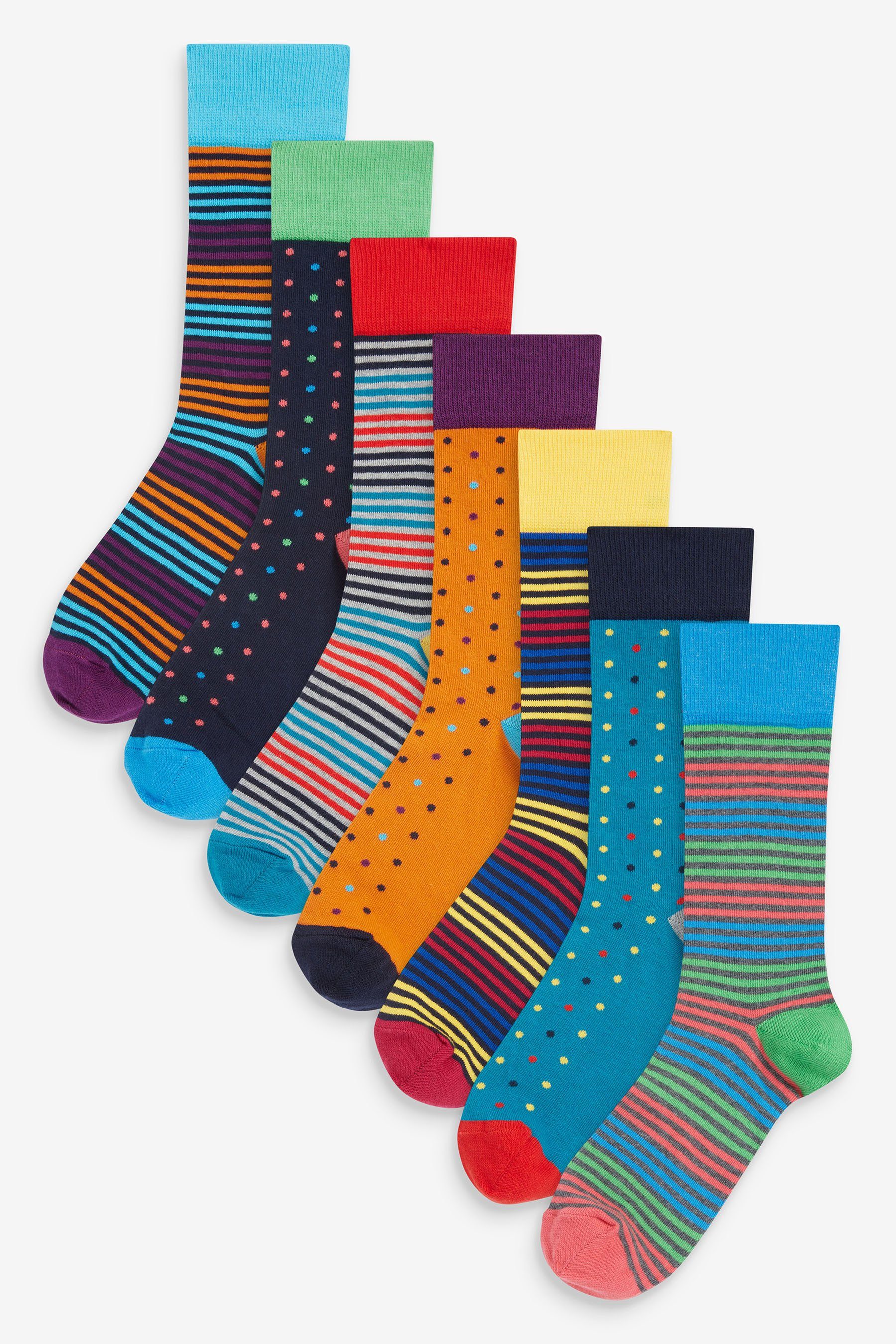 Next Kurzsocken Gemusterte Socken im 8er-Pack (8-Paar) Bright Stripe Spot