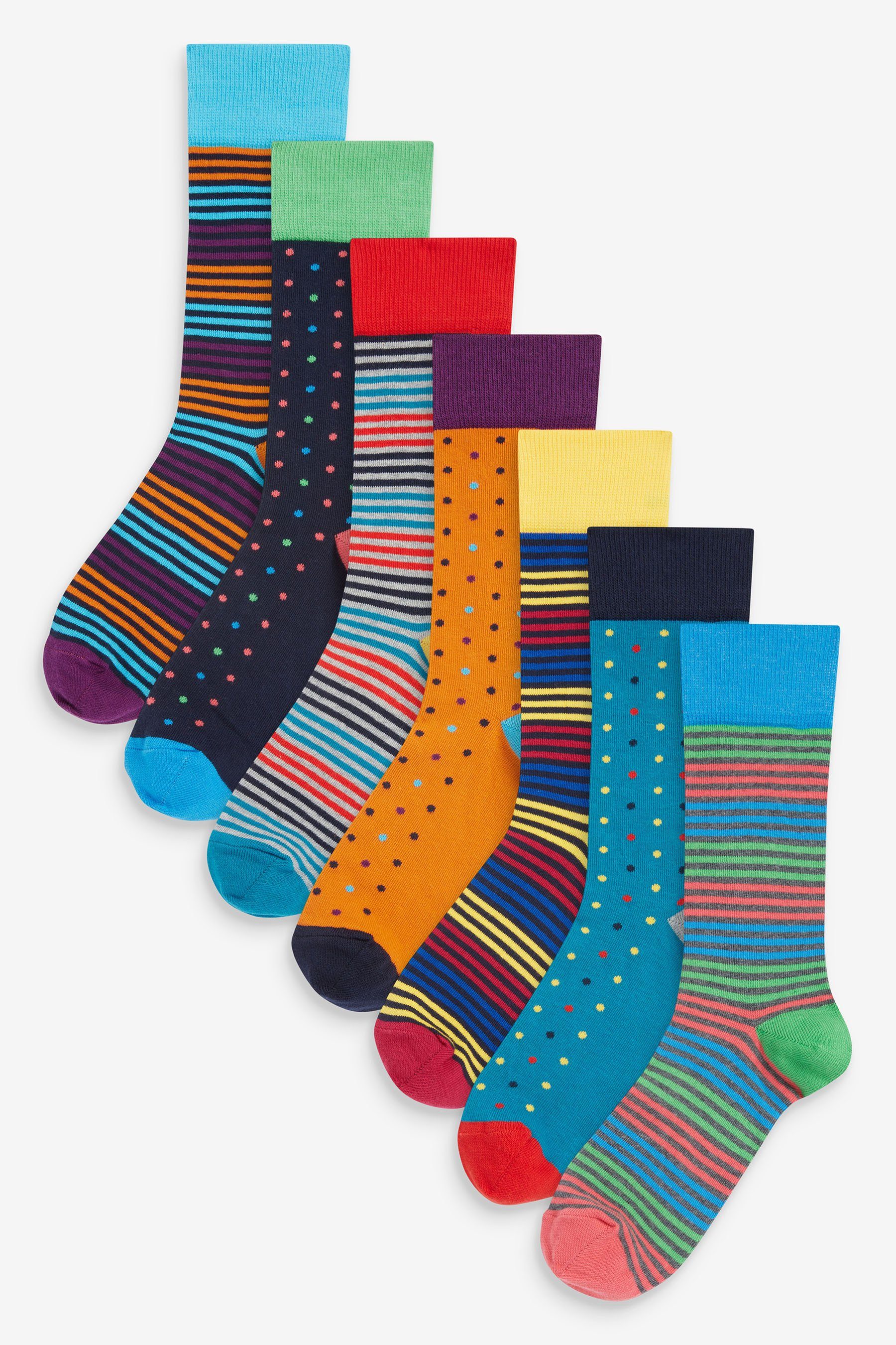 Next Kurzsocken Gemusterte Socken im 8er-Pack Spot (8-Paar) Bright Stripe