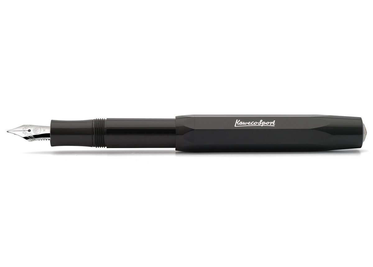 Kaweco Füllfederhalter Kaweco SKYLINE Sport Füllhalter Schwarz, Extra Breit Stahl blank
