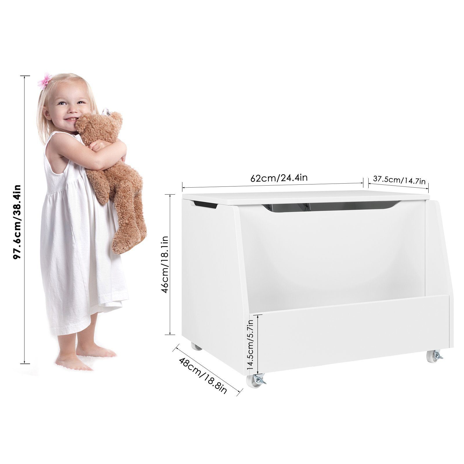 HOMECHO Spielzeugtruhe, Holz Sitzbank Stauraum auf Rädern Aufbewahrungstruh günstig online kaufen