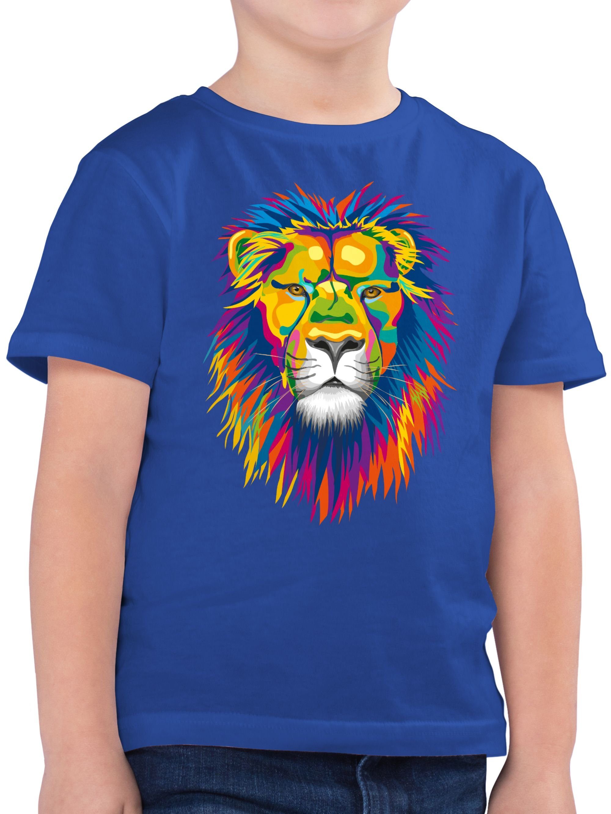 Shirtracer T-Shirt Löwe Lion Tiermotiv Animal Print 03 Royalblau
