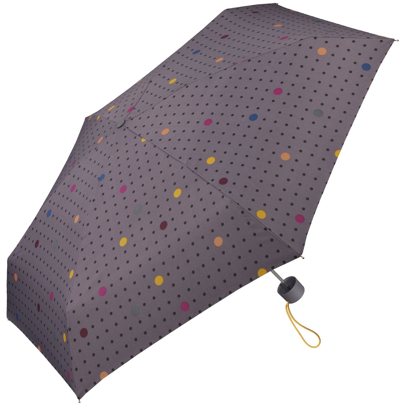 für Esprit handlicher Taschenregenschirm kleiner, Schirm stabil, jugendlichem mit Damen, Punkte-Muster grau leicht,