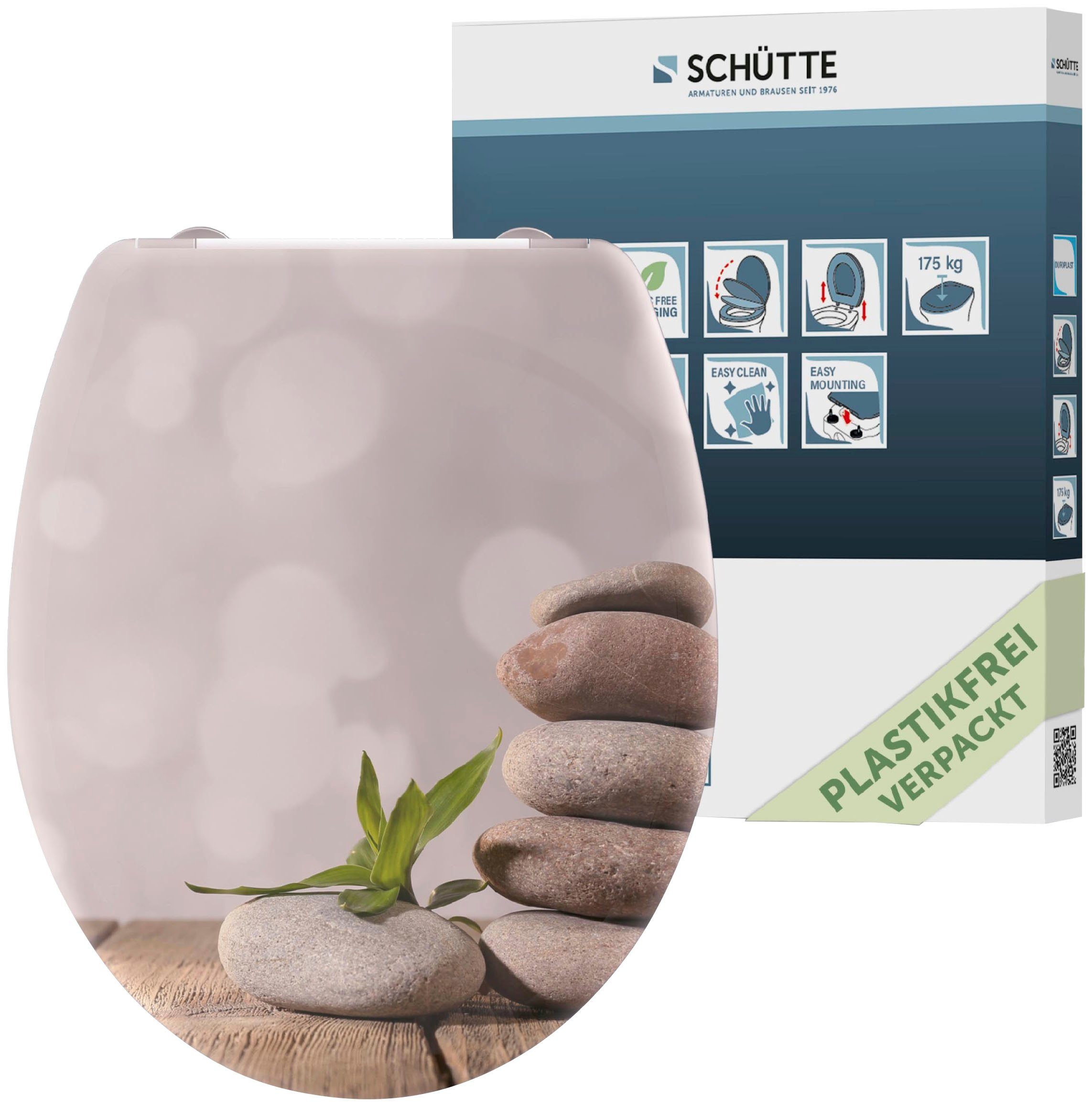 Schütte WC-Sitz STONE PYRAMID, bruchsicher und kratzfest, Absenkautomatik, Standardmaß