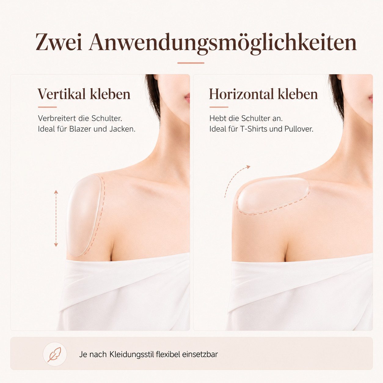 VEKROBOT Schulterpolster 1 Paar ultradünne Silikon Schulterpolster für Damen natürlich bequem, Unisex Selbstklebende Schulterpolster für schräge Schultern – Bild 2 von 5