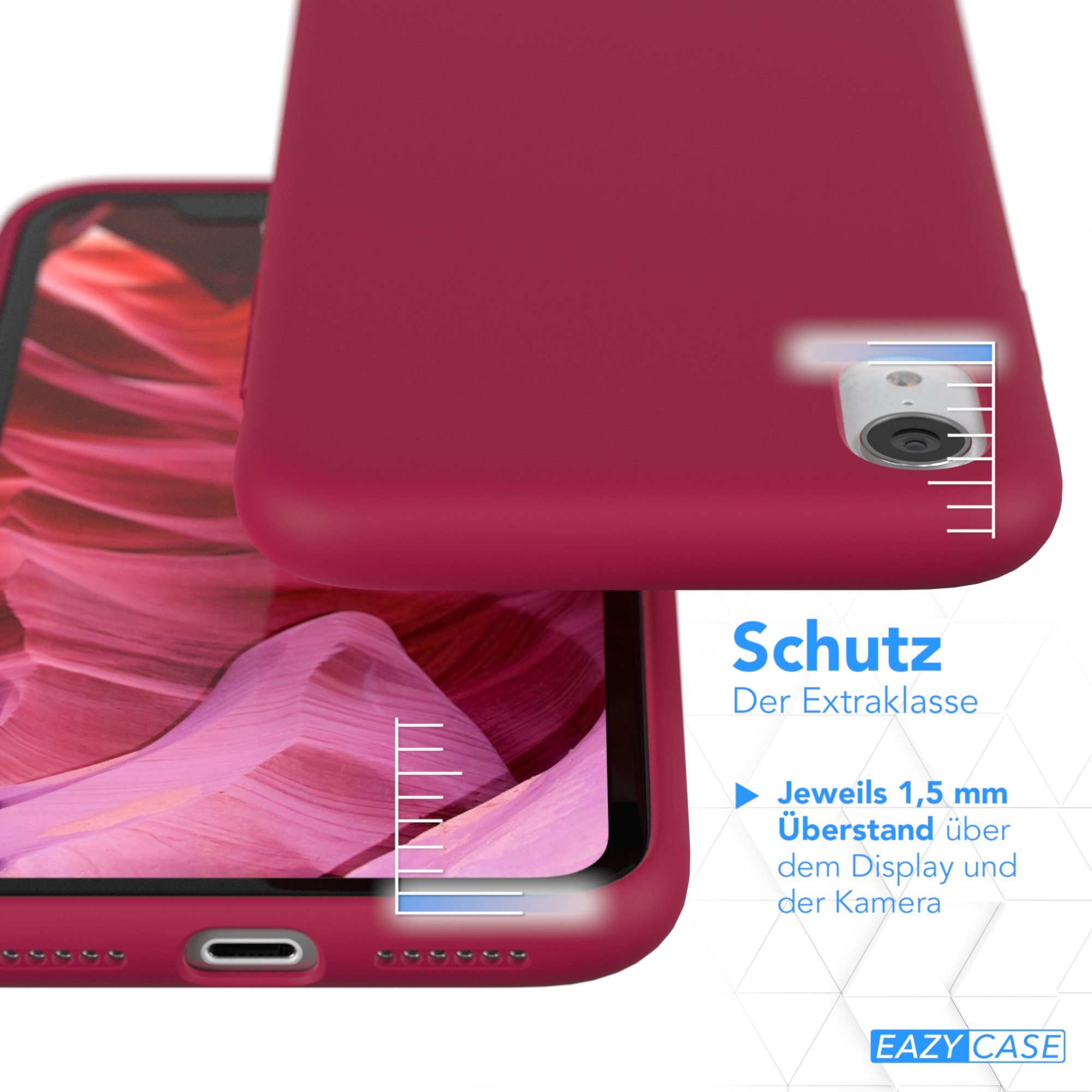EAZY CASE Handyhülle Premium Silikon Case für Apple iPhone XR 6,1 Zoll, Hülle Silikon mit Displayschutz Handytasche aus Silikon Rot / Beere