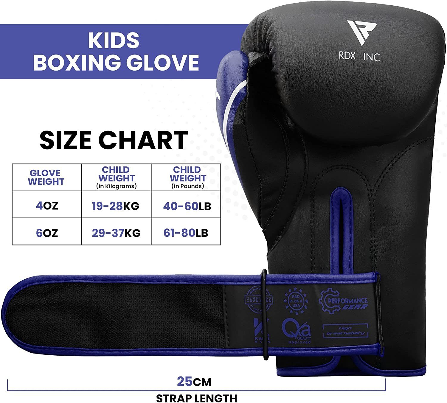 Sports Boxhandschuhe,Muay Kinderboxhandschuhe Thai Kickboxen blue RDX Sparring MMA Kinder RDX Kampf