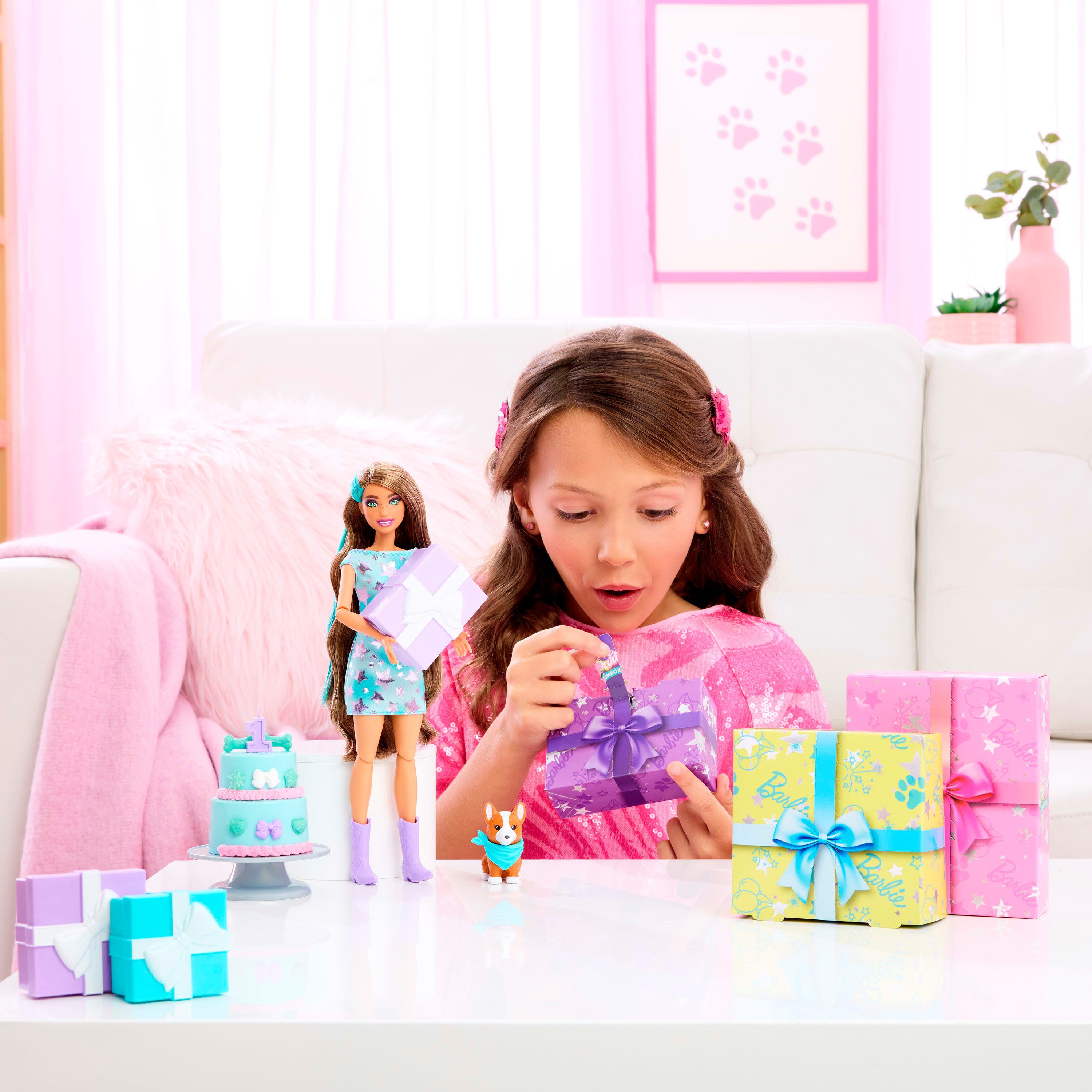 Barbie Anziehpuppe Party Unboxed Haustier-Geburtstagsserie, blaues günstig online kaufen