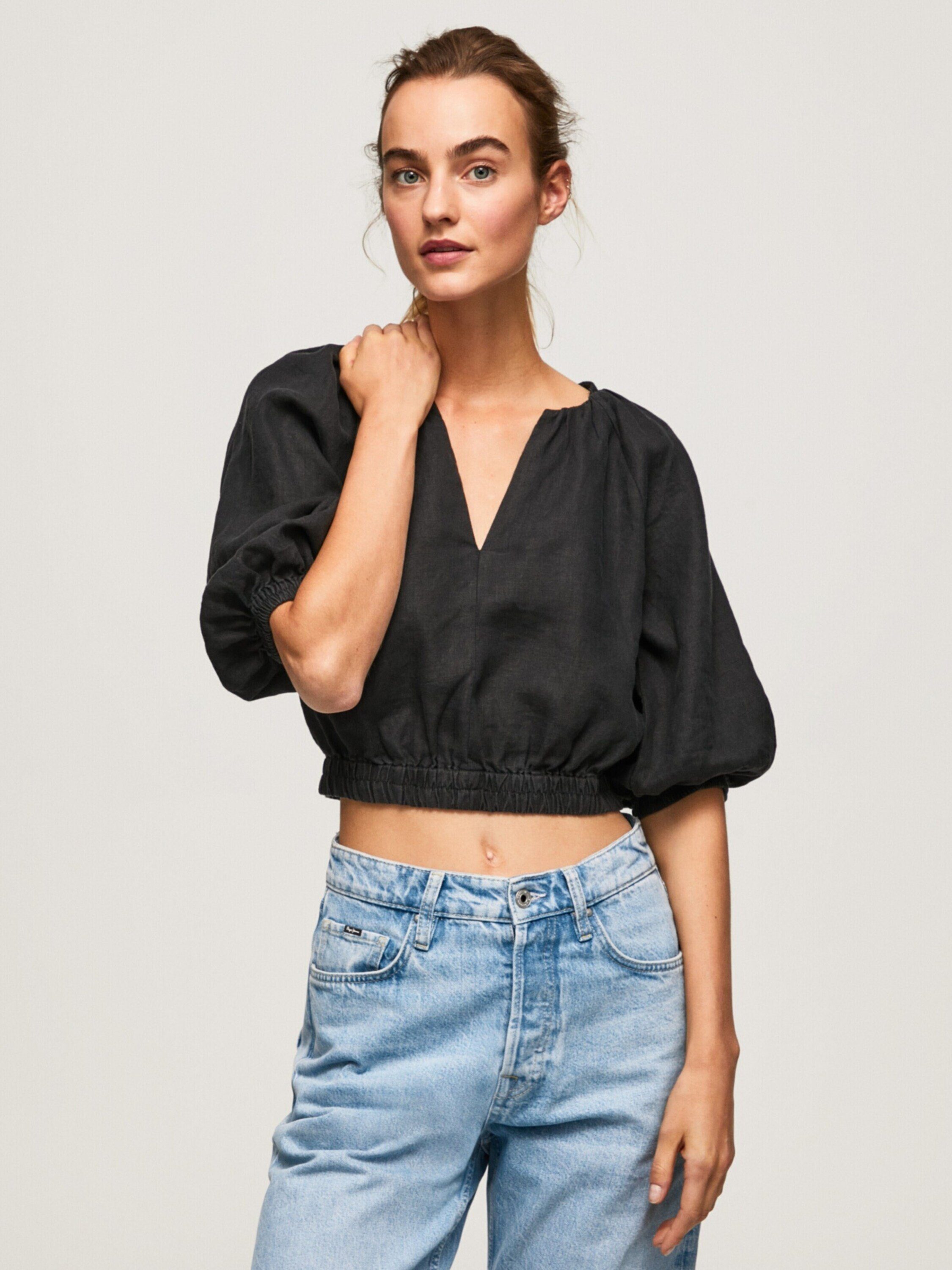 Pepe Jeans Kurzarmbluse PRABHA (1-tlg) Drapiert/gerafft