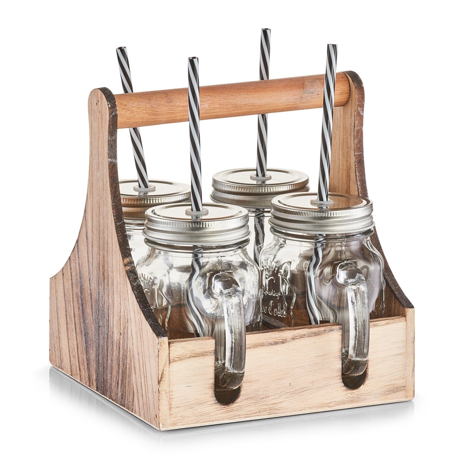 Neuetischkultur Скло-Set Trinkgläser-Set 5-teilig, Glas, Metall, Holz, für Limonade, Eistee und Bowle