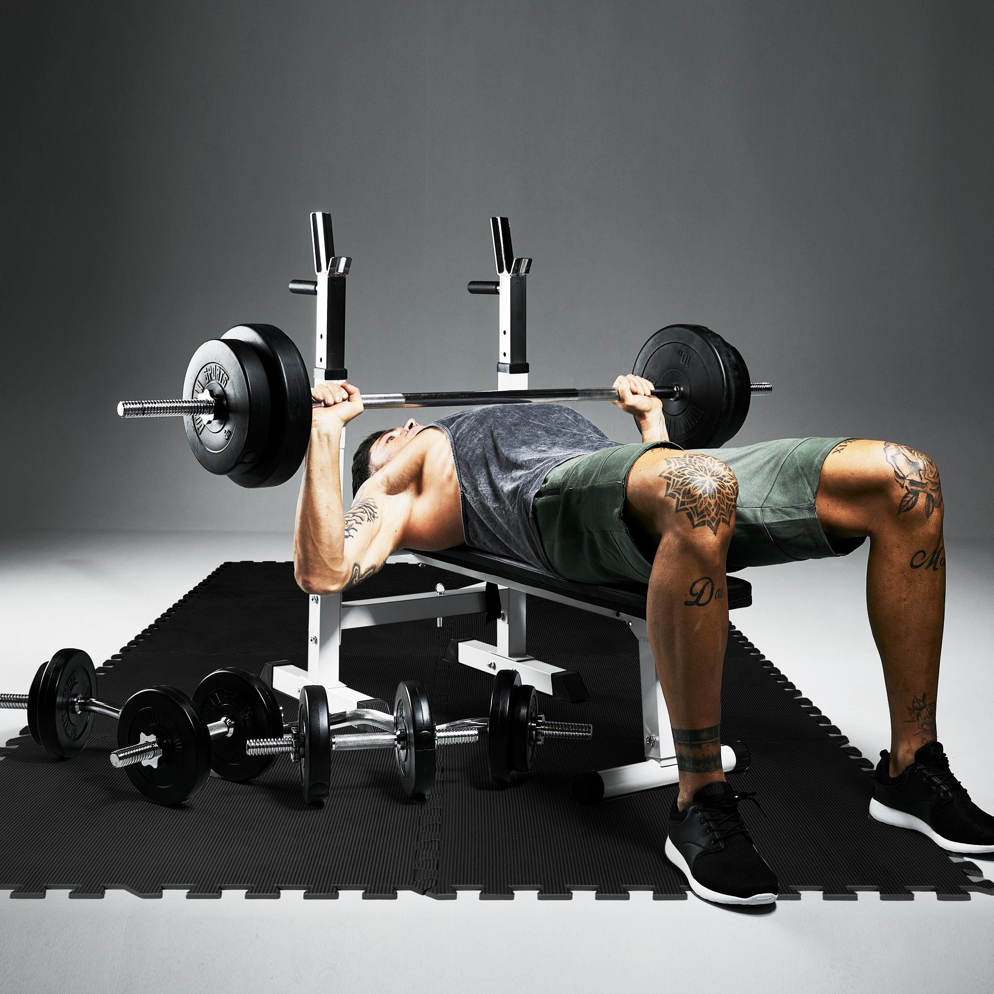GORILLA SPORTS Hantelbank Hantelbank Komplettset 100 kg, (37-tlg)