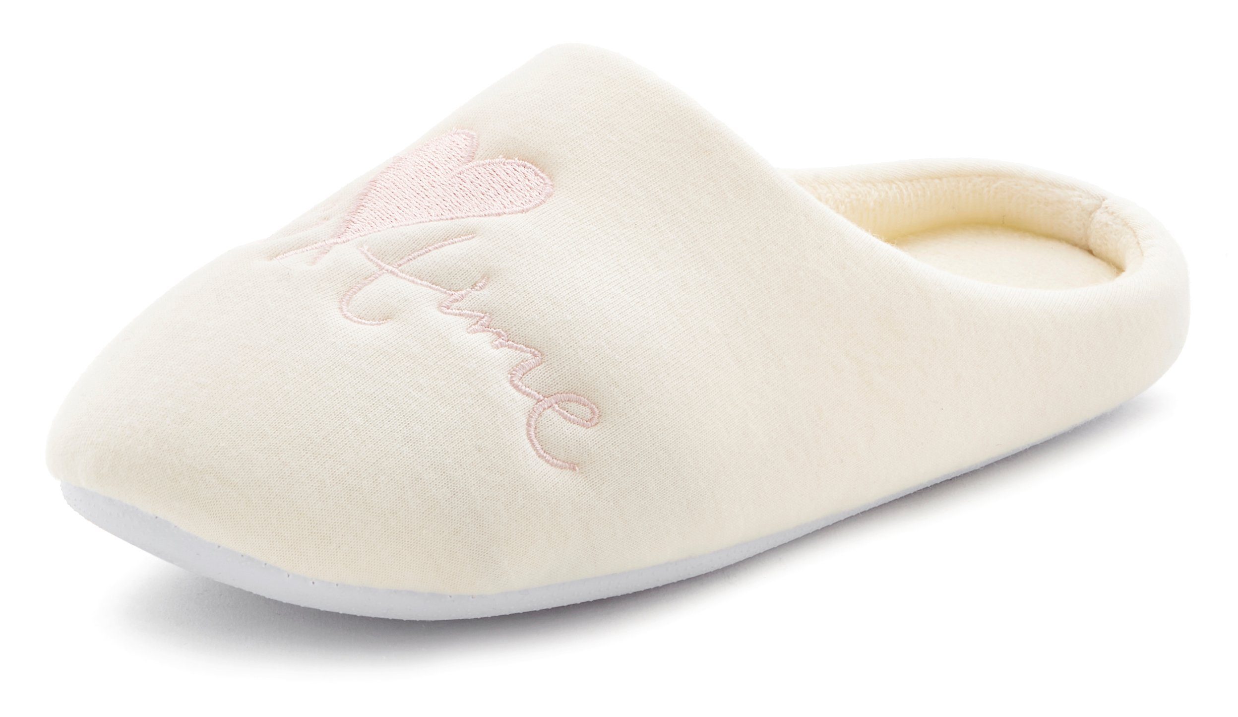 Vivance Dreams Hausschuh, Pantoffel, Clog, Pantolette mit verspieltem Schri günstig online kaufen